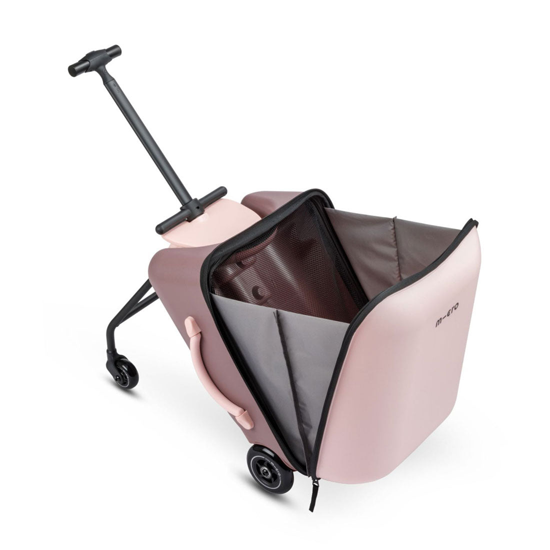 Micro Ride On Luggage Eazy Allrounder - Pastel Pink Kids Travel Suitcase with Wheels | Perfect for Airports, Family Vacations & School Trips