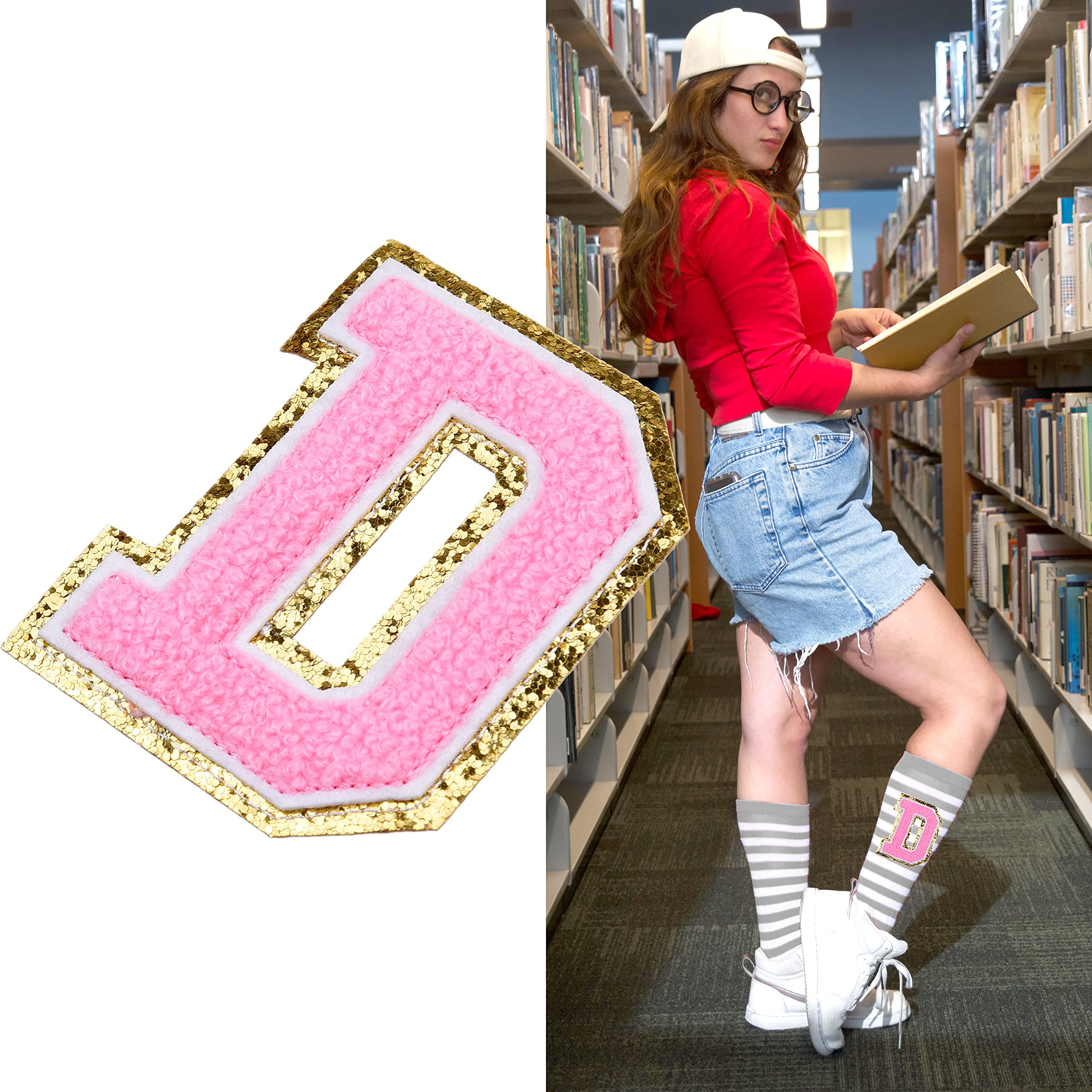 Kare & Kind Iron On Letter Patches - D Alphabet Chenille Embroidered Patches for Clothing, Shirts, Uniforms, Dresses, Jackets, Bags & Hats - DIY Sewing & Crafting Supplies - Perfect for Customizing Apparel, Accessories & Handmade Projects