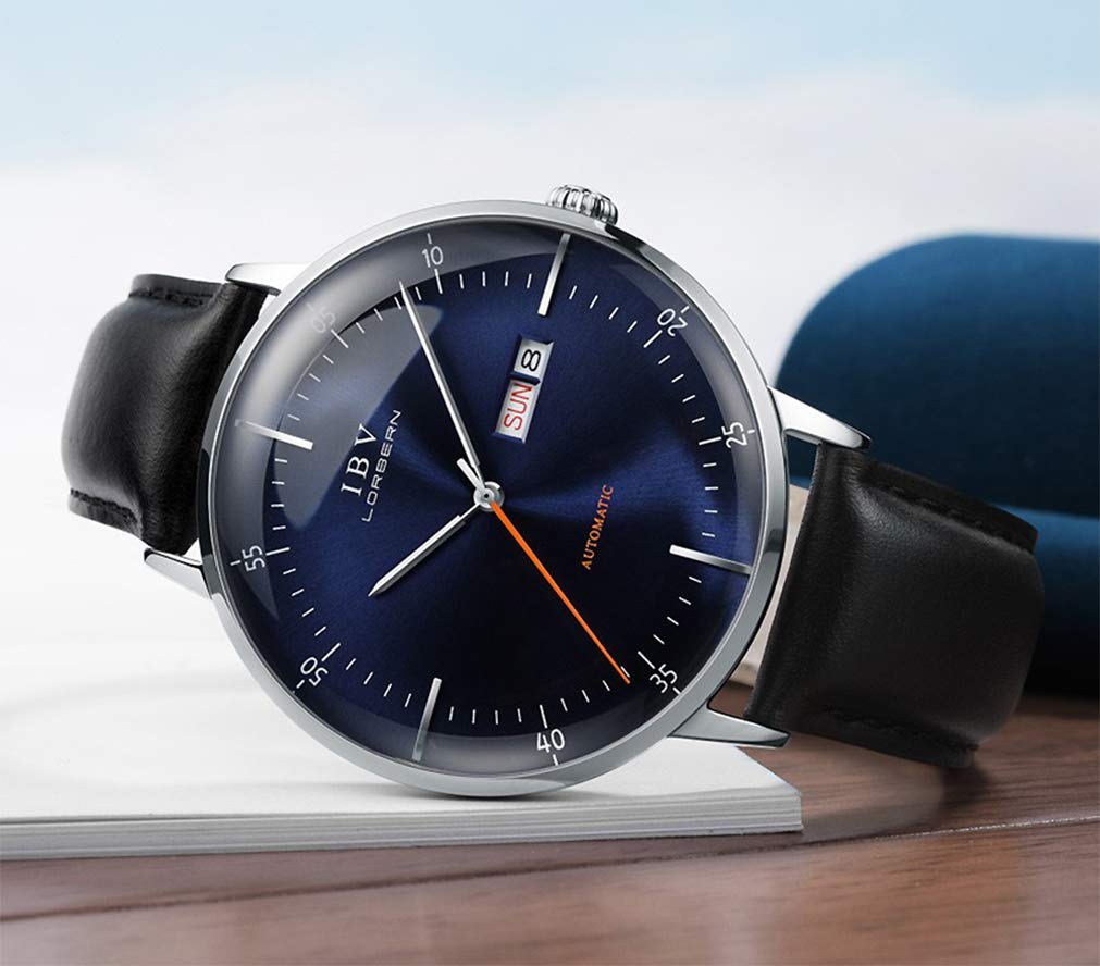 Luxury Automatic Watches for Men - Synthetic Sapphire Crystal, Genuine Leather Strap - Waterproof Dress Watch for Business & Formal Occasions - Model 6011G
