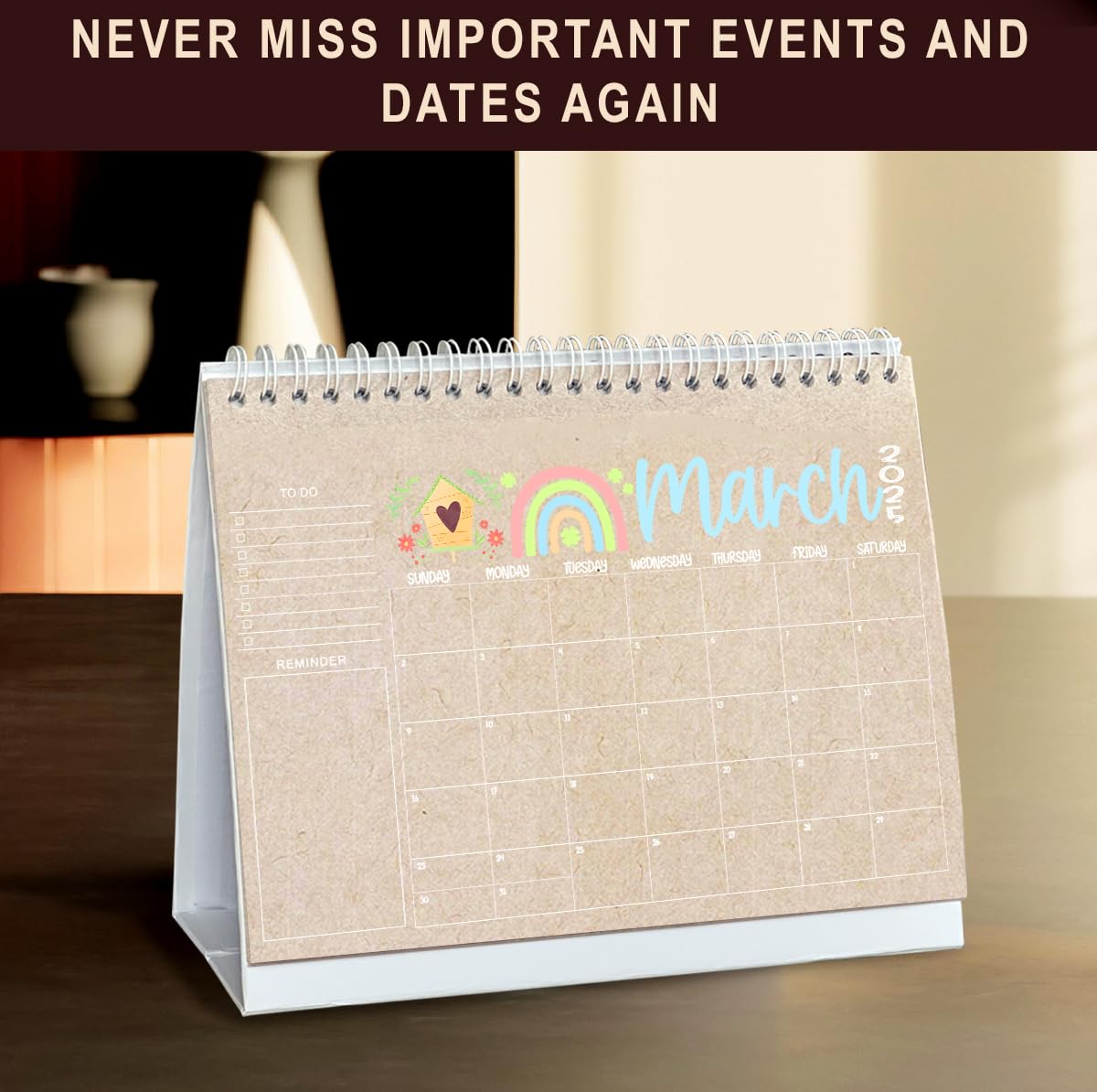 2025-2026 Desk Calendar - Small Office & Teacher Planner with Holiday Stickers (2 pcs) | Perfect for Home, School, and Workplace Organization