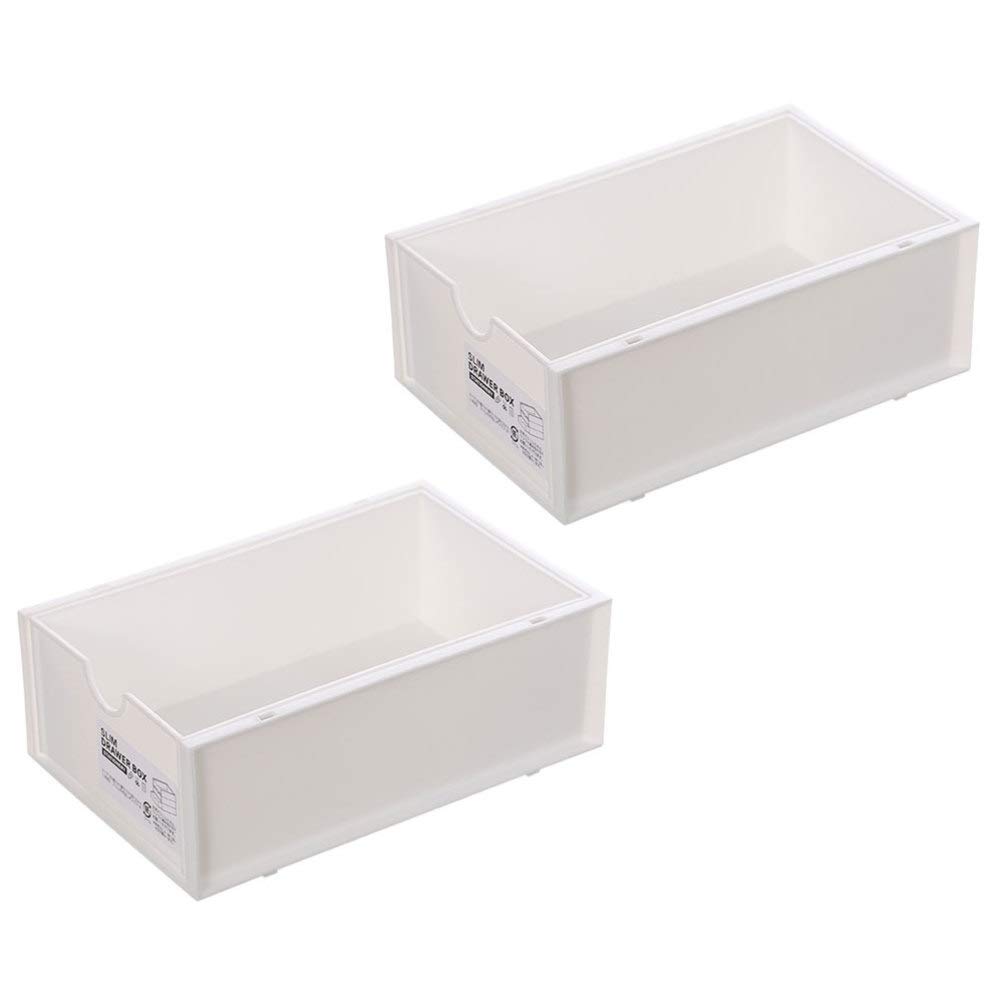 2-Pack Hemoton Stackable Plastic Storage Drawers - White Office Desk Organizer for Jewelry, Stationery & Small Items | Perfect for Home, Office & Craft Room Organization