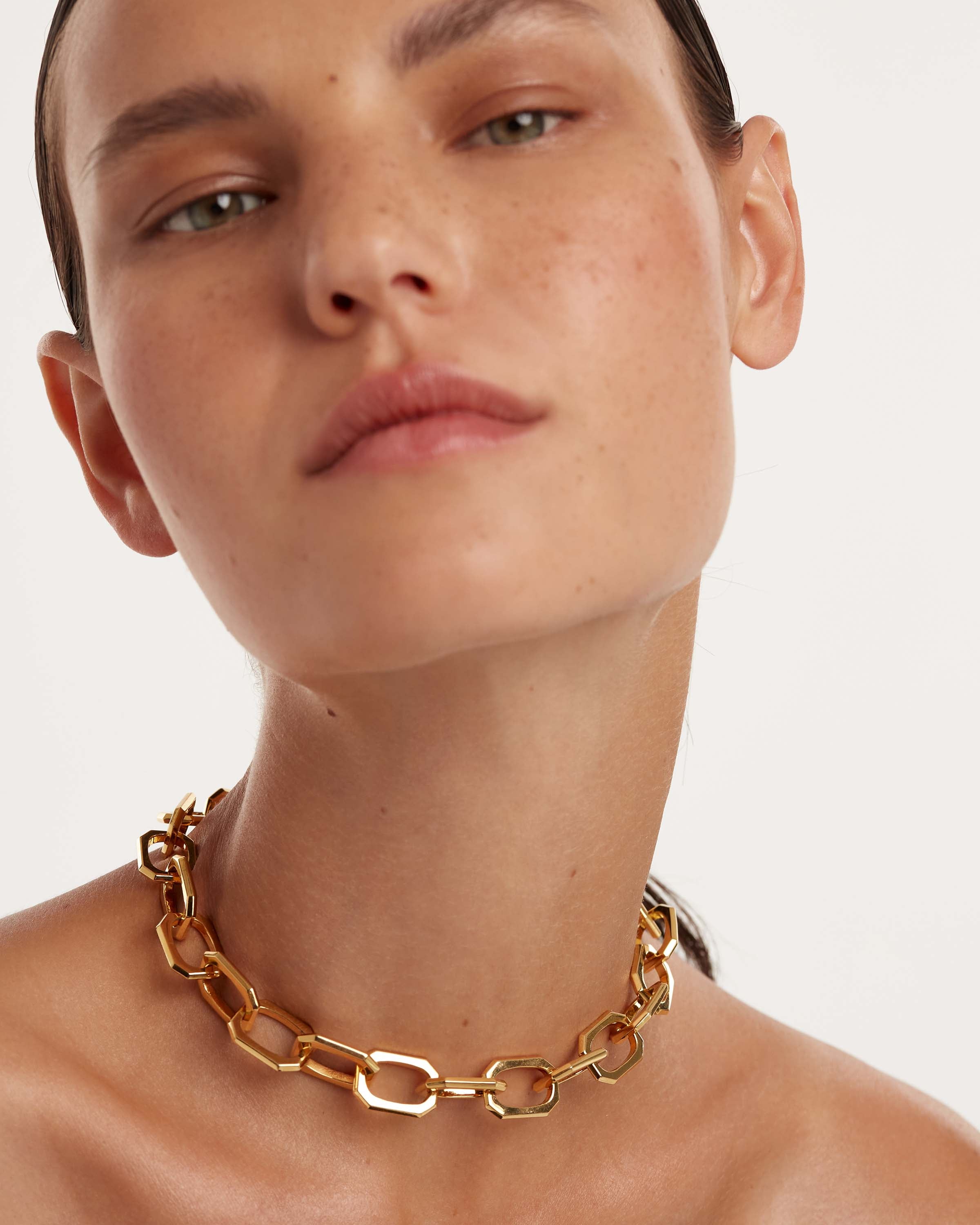 Elegant Large Signature Chain Necklace for Women - Gold & Silver Layered Statement Jewelry - Perfect for Parties, Date Nights & Office Wear