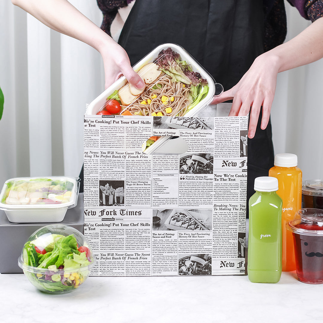 Eco-Friendly Rectangle Newsprint Paper Take Out Bags with Handles - 11