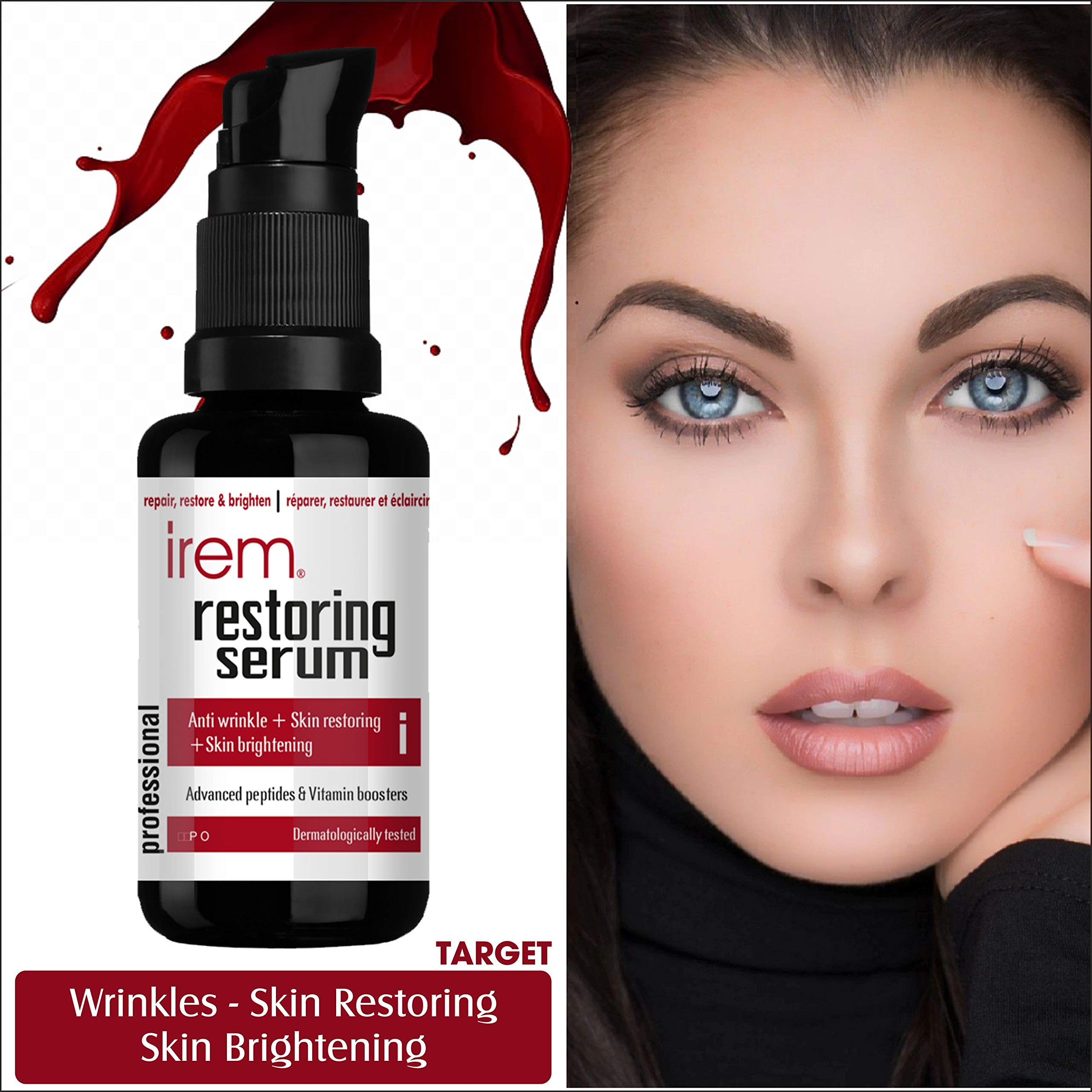 Irem Restoring Serum - Anti-Aging Collagen Boosting Serum with Powerful Peptides & Vitamin C for Skin Protection, Repair & Brightening (30ml) - Perfect for Nighttime Skincare Routine & Reducing Fine Lines