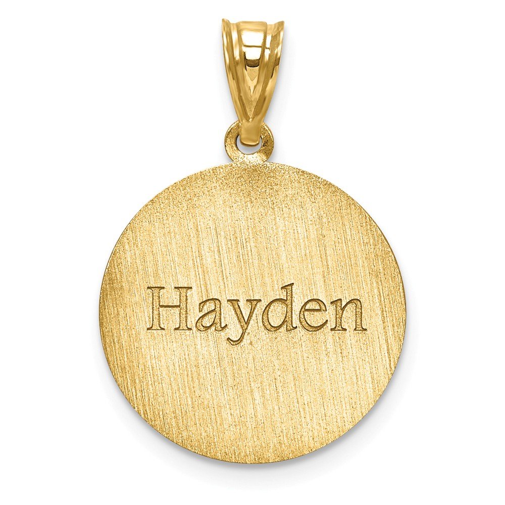 10k Yellow Gold Laser Engraved Basketball Number & Name Pendant Charm - Perfect for Sports Fans, Gifts & Jewelry Collections