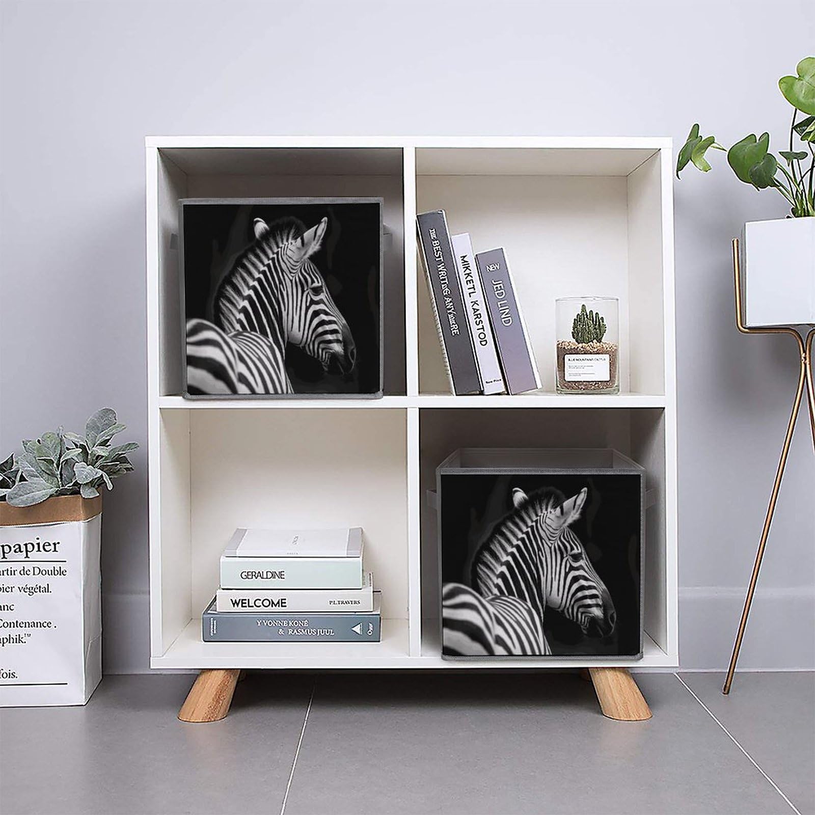 6-Piece Collapsible Storage Bins with Handles - Black & White Zebra Print Foldable Organizing Baskets for Shelves, Closet, Pantry | Space-Saving Home Organization Solution for Bedroom, Bathroom & Kids Room