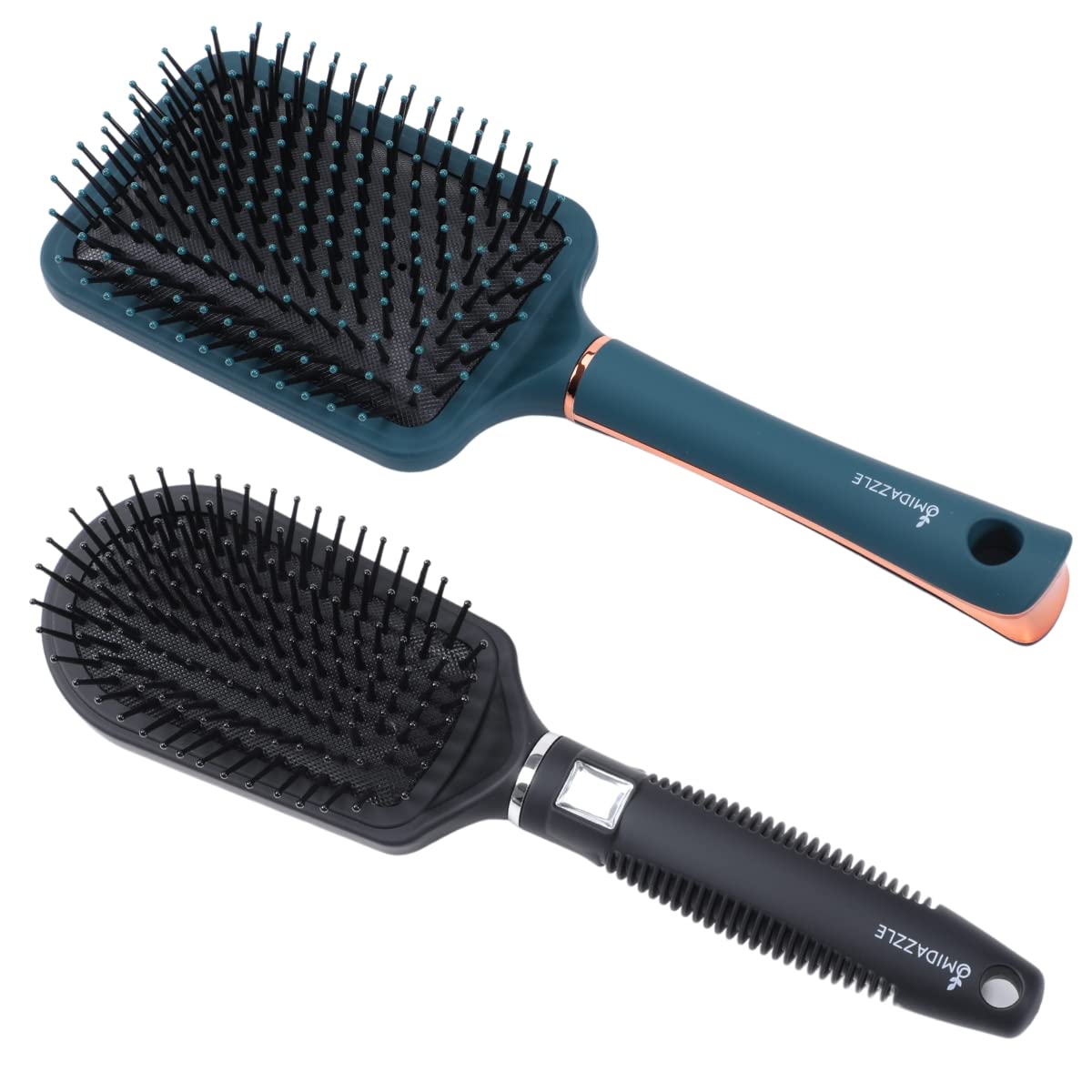 Premium Midazzle Cushioned Paddle Hair Brush for Men & Women - Detangling & Styling - Soft Bristles for Smooth Hair - Pack of 2 (HB3-17) - Perfect for Home, Travel & Salon Use