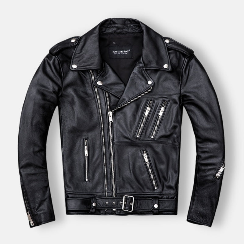 Antonio's Genuine Leather Jacket for Men - Premium Real Cowhide Biker Jacket - Perfect for Motorcycle Riding, Casual Outfits & Winter Fashion
