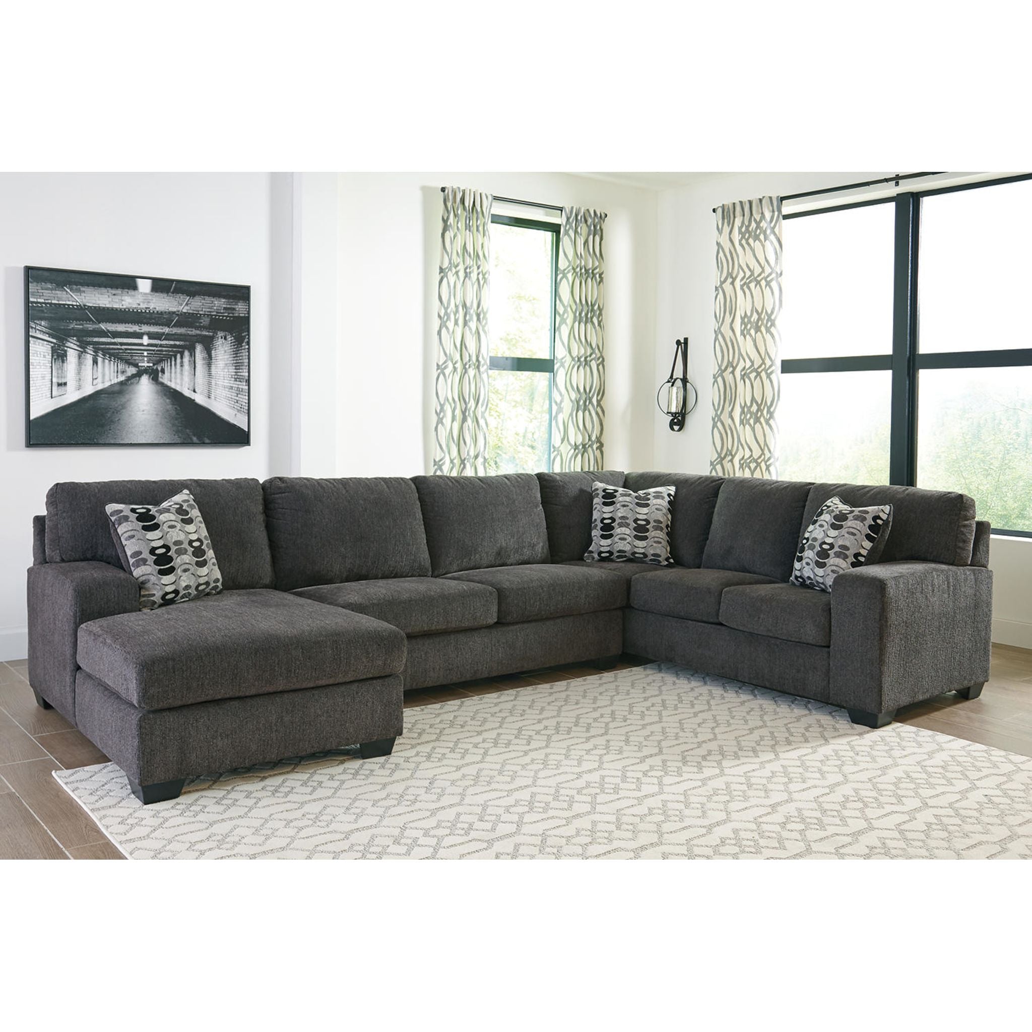 Ballinasloe 3-Piece Sectional Sofa with Chaise Lounge | Modern L-Shaped Couch for Living Room, Family Room & Apartment | Comfortable Fabric Sectional with Reversible Chaise