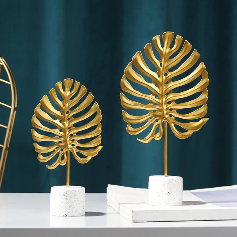 Monstera Leaf Iron Figurine Set - Hawaiian Tropical Leaf Decor, Ginkgo Leaf Home Ornaments, Unique Handcrafted Statue for Desktop & Shelf Decor | Perfect for Boho Home Decor, Office Desk Accessories, and Tropical Theme Party Decoration