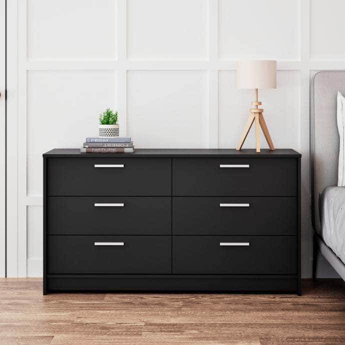 Studio Essentials 6-Drawer Dresser - White & Espresso Wooden Storage Cabinet for Bedroom Organization | Perfect for Small Spaces, Dorm Rooms & Apartment Decor