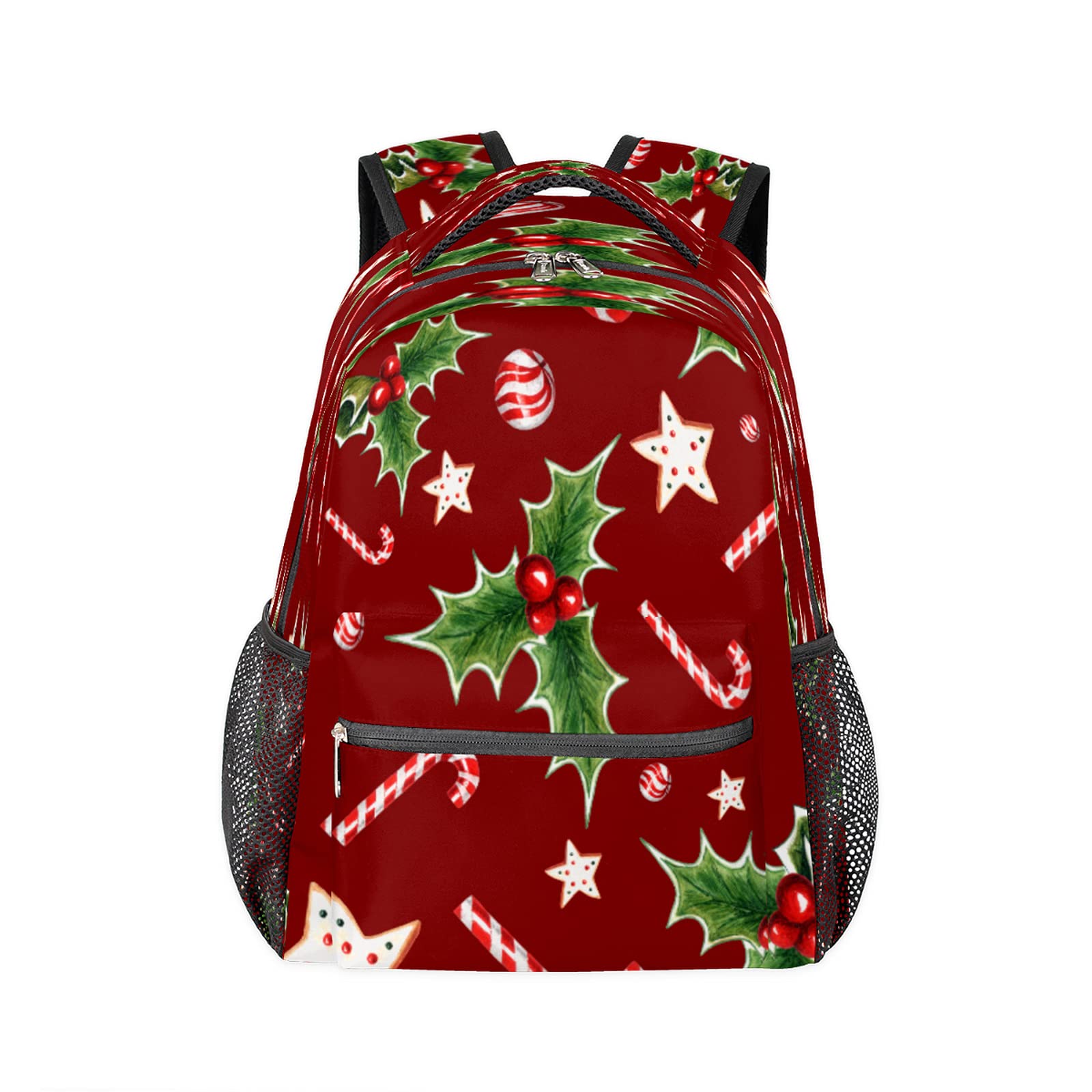 Christmas Candy Cane Peppermint Backpack for Women - Waterproof Laptop Backpack with Multiple Pockets for College, School & Travel - Perfect for Work, Commuting & Holiday Gifts