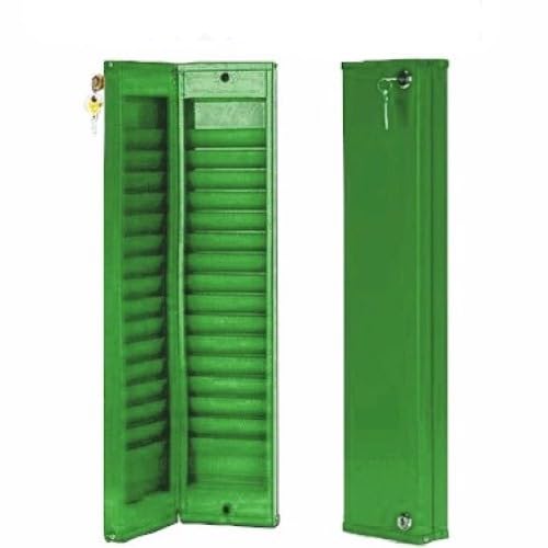 30-Pocket Sentry Model Custom Lockable Security Employee ID Card Holder Rack - Green - Perfect for Office, School, and Workplace Organization