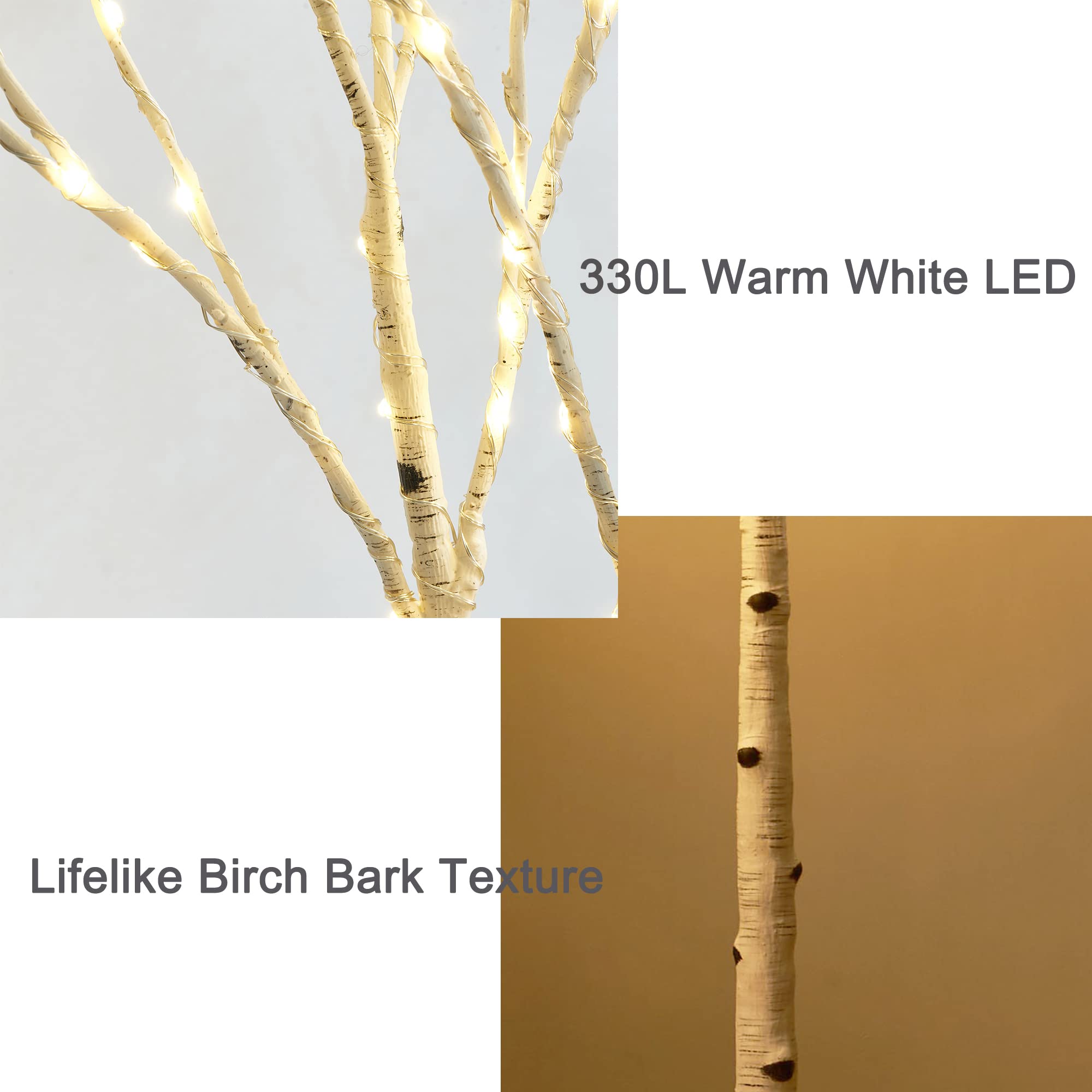 BAOLITVINE 6FT Lighted Birch Tree with 330 Fairy Lights - Indoor/Outdoor Plug-in White Tree for Christmas, Easter, Home & Room Decor | Perfect for Holiday Parties, Weddings, and Seasonal Displays