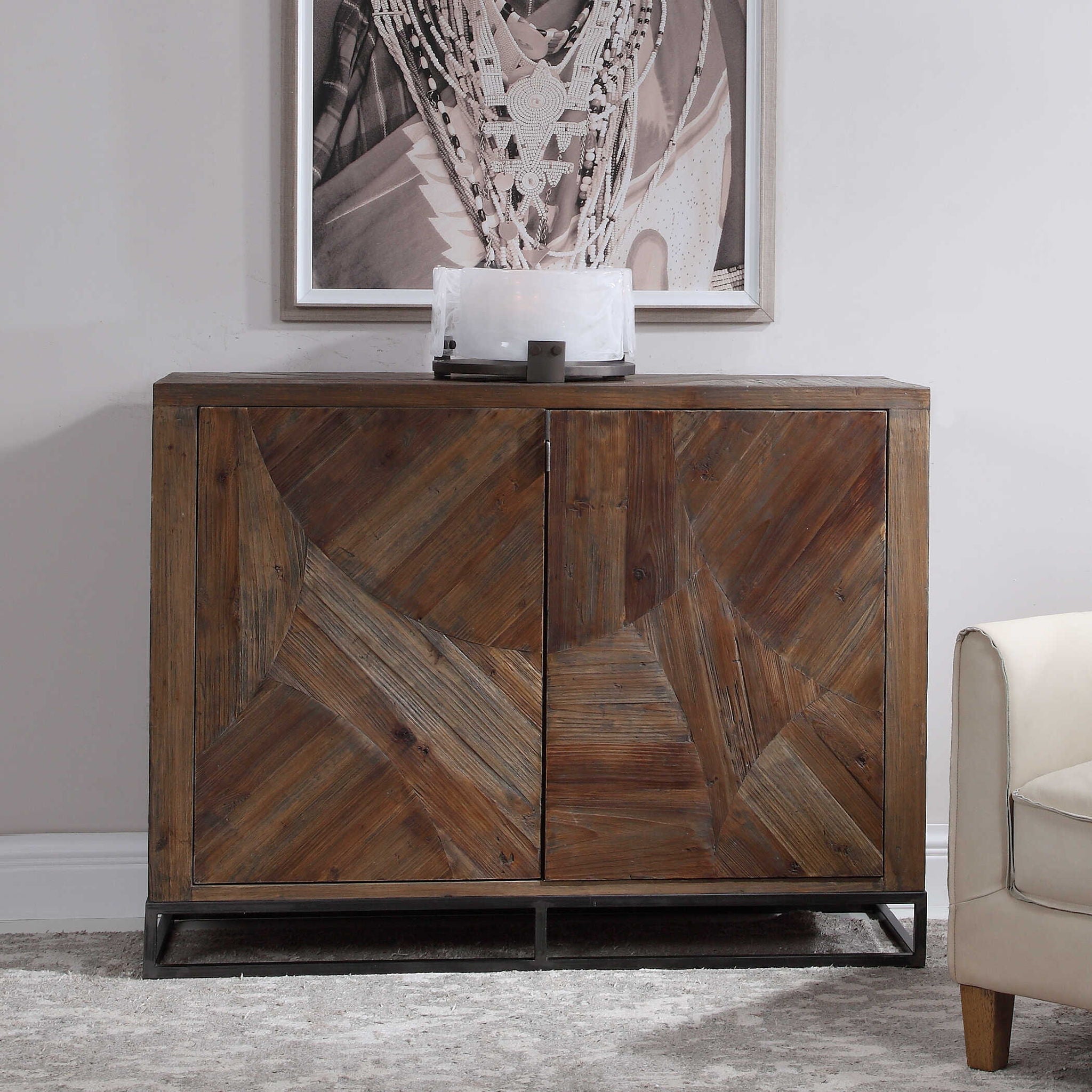 Reclaimed Wood 2-Door Cabinet Dark Brown - Rustic Storage for Living Room, Bedroom & Entryway - Solid Wood Furniture for Home Decor