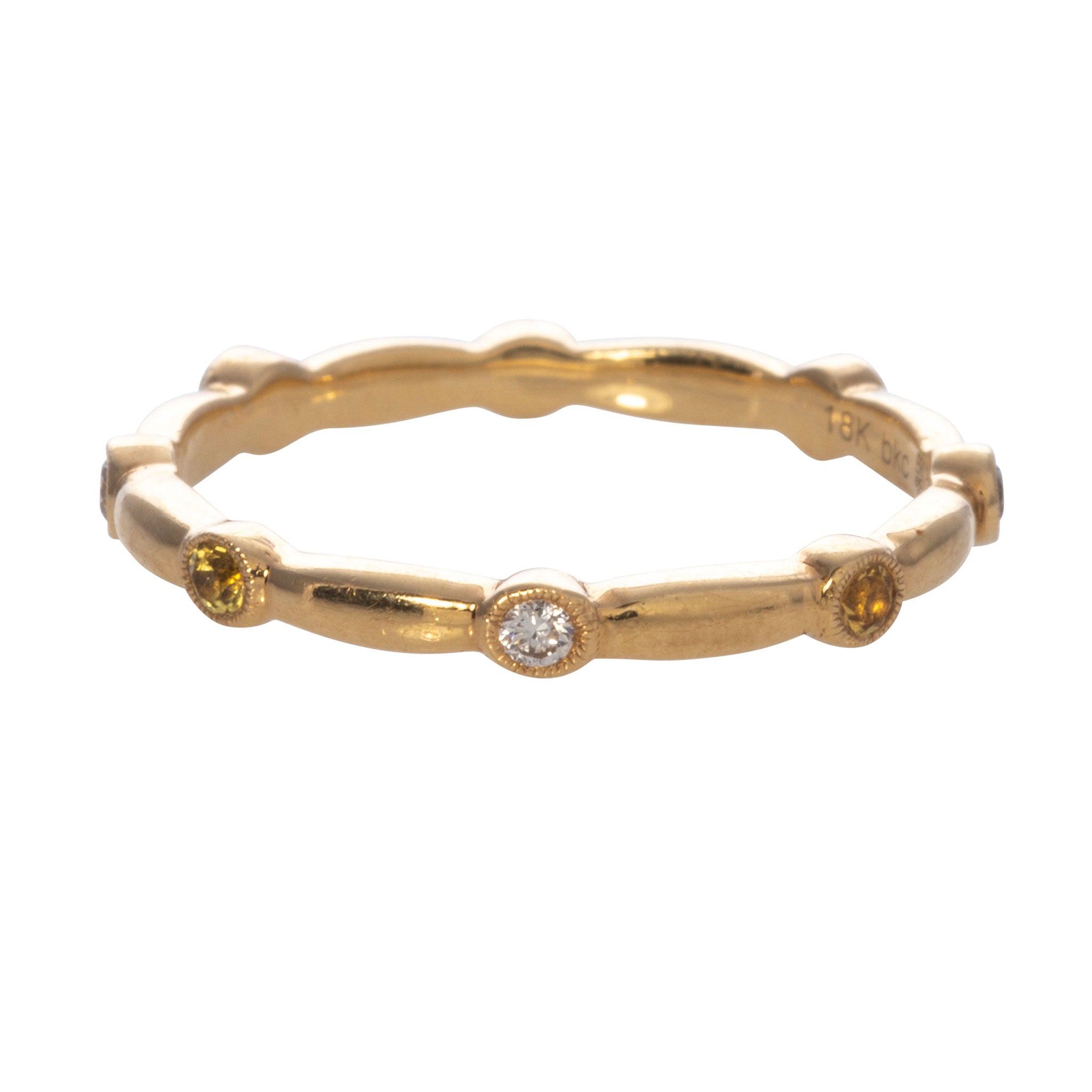 18K Gold Yellow Sapphire & Diamond Bezel Station Eternity Ring for Women - Perfect for Engagement, Wedding, Anniversary & Special Occasions