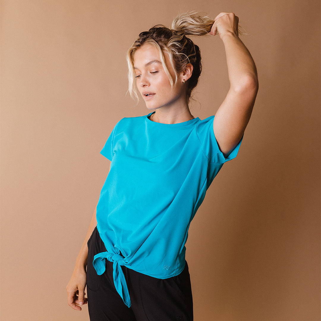 Cobalt Blue Front Tie Blouse for Women - Stylish Casual & Office Wear - Perfect for Summer Outfits and Layering