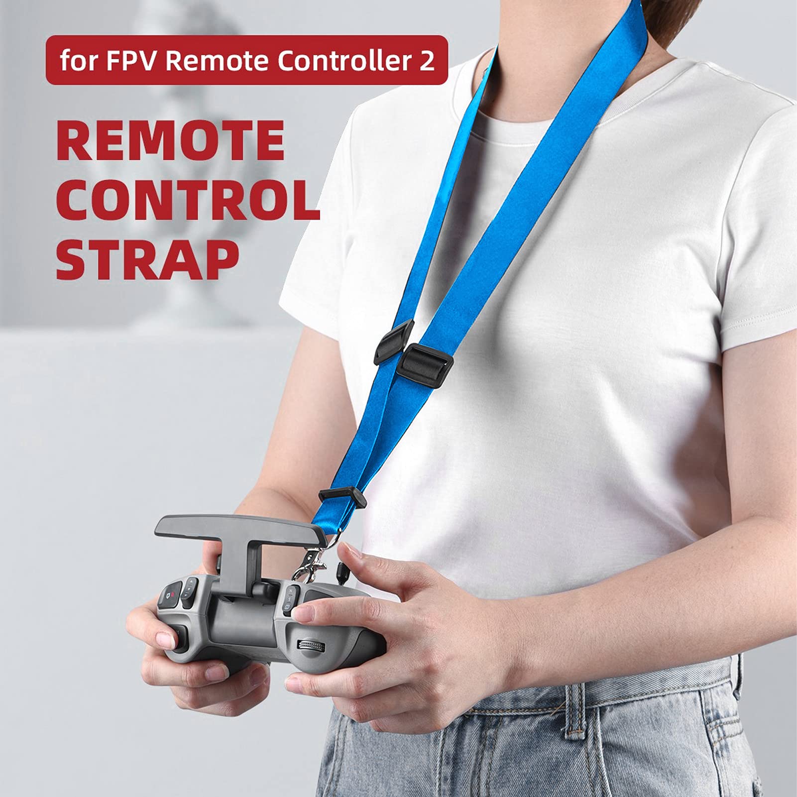 VGEBY Drone Remote Controller Neck Strap - Adjustable Safety Lanyard for FPV Combo & Smart Controllers (Blue) - Perfect for Aerial Photography, Racing Drones & Outdoor Adventures