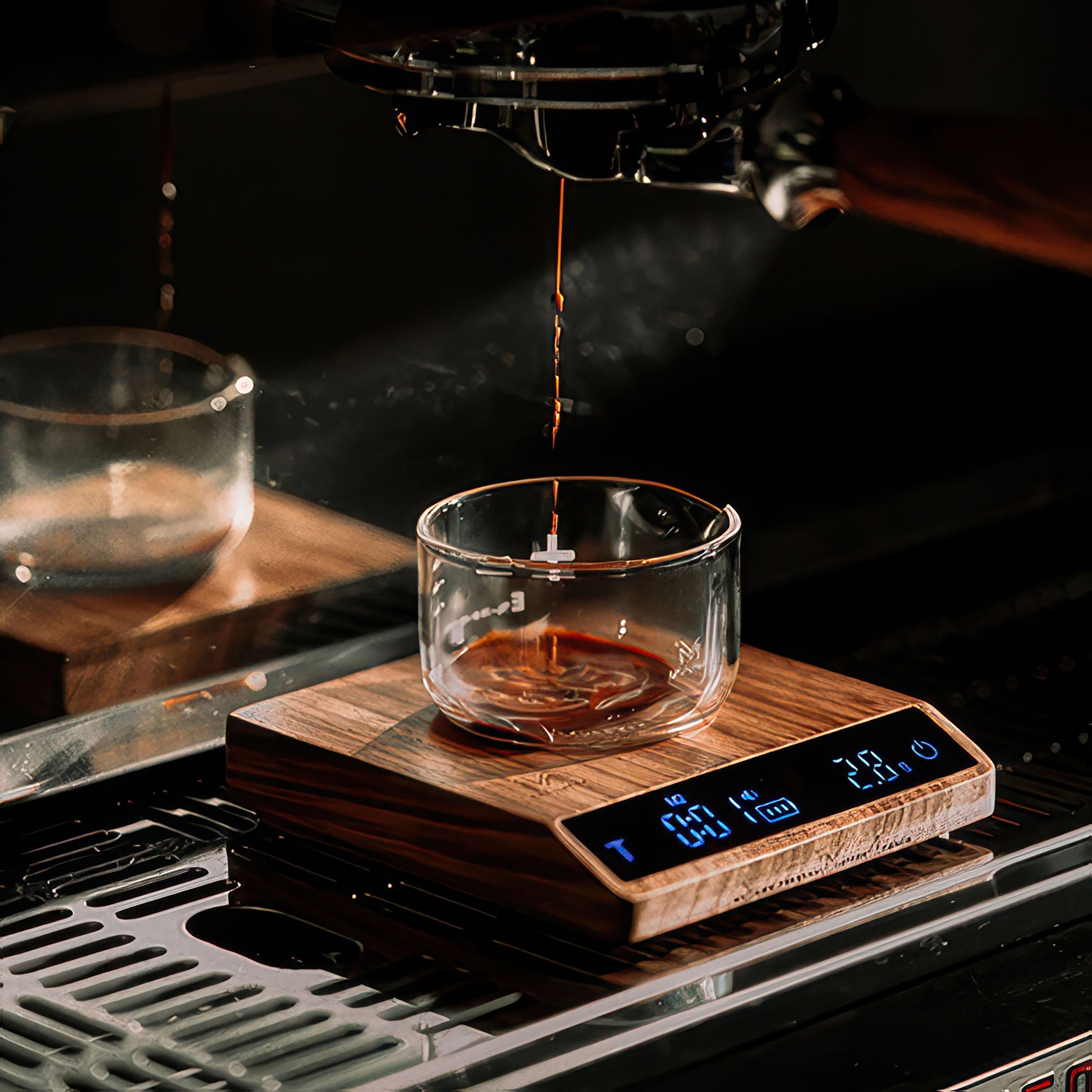 Precision Brew Walnut Digital Coffee Scale with Timer - Accurate Espresso & Pour Over Scale for Specialty Coffee, Home Barista & Coffee Shops