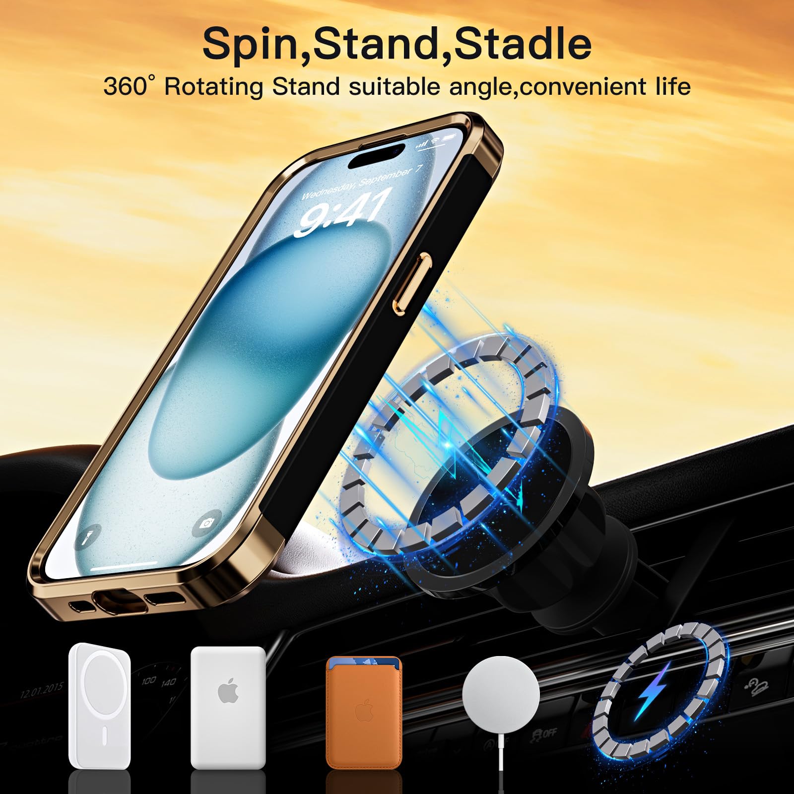 Magnetic iPhone 15 Case with Magsafe Compatibility | Military-Grade Shockproof Protection | Soft TPU Matte Cover for iPhone 15 6.1