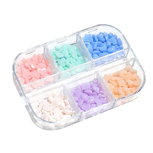3D Nail Love Rhinestone Resin Nail Charms - 6 Grids Acrylic Nail Art Supplies with Pearls for DIY Manicure & Nail Decorations | Perfect for Wedding, Party, and Special Occasion Nail Designs