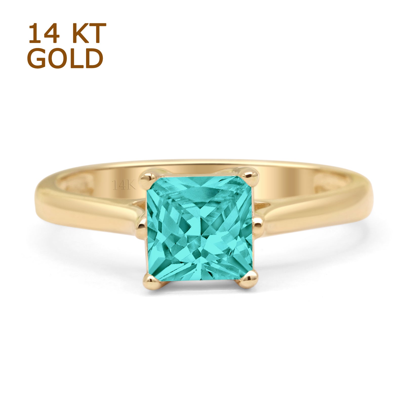 Paraiba Tourmaline CZ 14K Yellow Gold