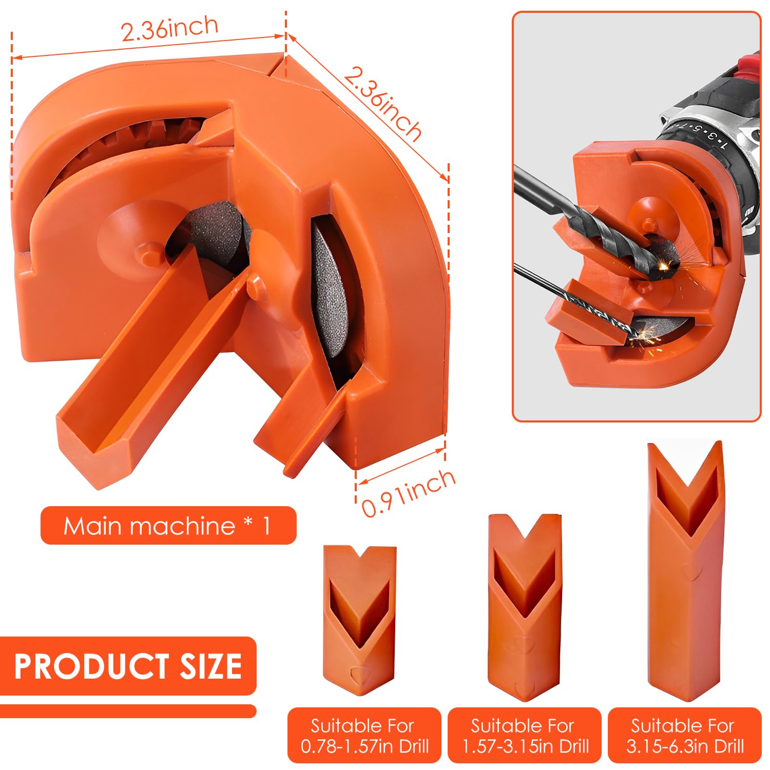 Electric Drill Bit Sharpener - Universal Grinding Tool for All Drill Bits (5/64''-5/8'') | Multipurpose Mill & Drill Machine Blade Sharpener | Perfect for DIY Projects, Woodworking & Metalworking