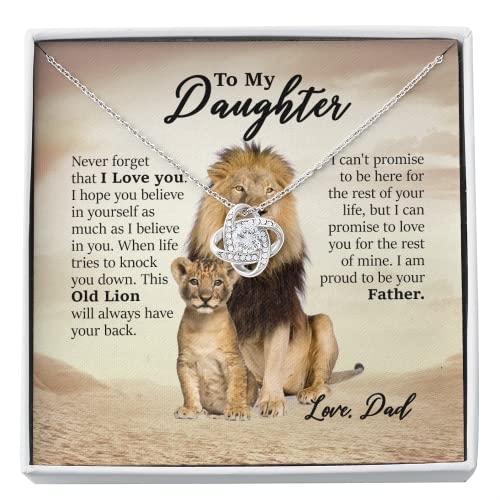 Lion Dad and Daughter Necklace - Father Daughter Love Knot Jewelry, Birthday Gift from Dad to Daughter | Perfect for Birthdays, Father's Day & Special Occasions