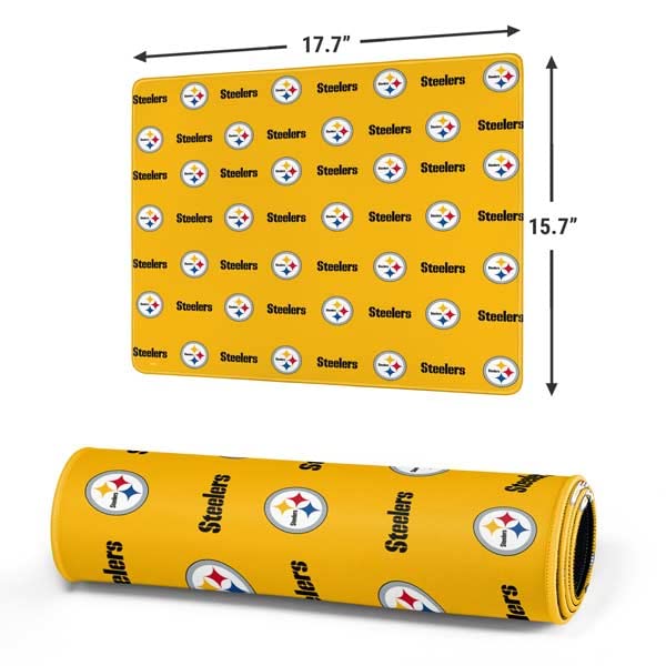Skinit Medium Gaming Mouse Pad - Officially Licensed NFL Pittsburgh Steelers Blitz Series Design | Stitched Edges, Waterproof, Non-Slip Rubber Base | Perfect Desk Mat for Keyboard & Mouse | Ideal for Gaming, Office Work & Home Computer Setup
