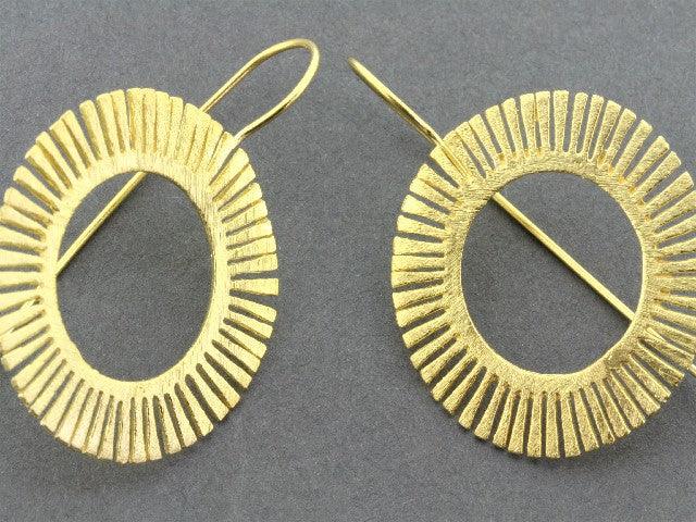 22K Gold Plated Sterling Silver Feather Circle Earrings for Women - Elegant Boho Jewelry for Parties, Weddings & Everyday Wear