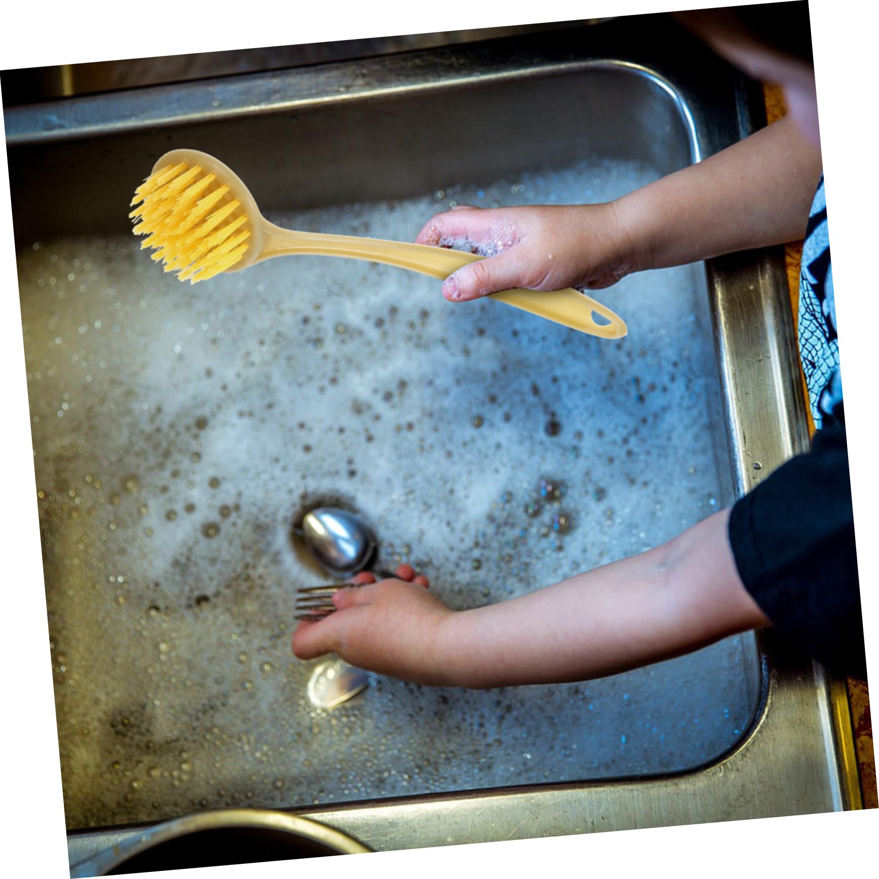 Cabilock 1-Piece Resin Dish Brush with Handle - Heavy Duty Pot Scrubber, Sponge & Kitchen Cleaning Brush for Washing Pans, Pots & Utensils - Perfect for Dishwashing, Sink Cleaning & Household Chores