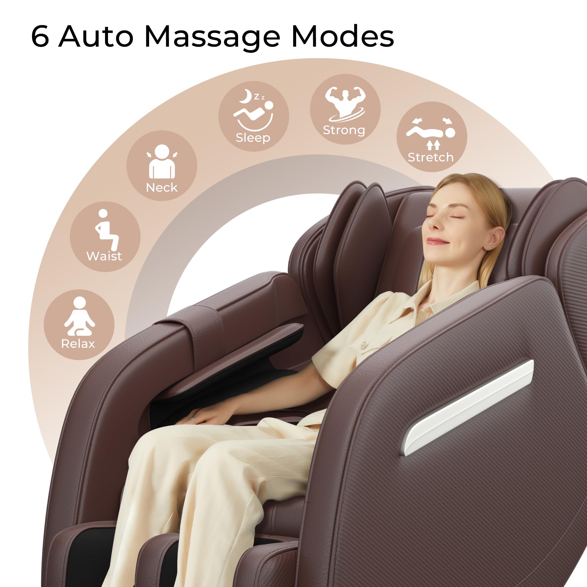 2025 Full Body Massage Chair with Zero Gravity Recline - Heated Shiatsu Massager with Auto Programs, Bluetooth Speaker & Foot Rollers - Perfect for Home, Office or Spa Relaxation (Brown)