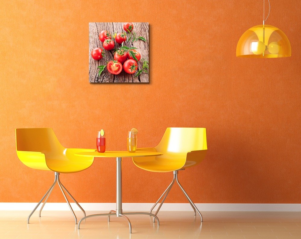Fresh Red Tomatoes Canvas Print - Modern Wall Art Decor for Living Room, Kitchen & Dining | Stretched Gallery Wrap Giclee Ready to Hang - 24x24 Inch Home Decoration