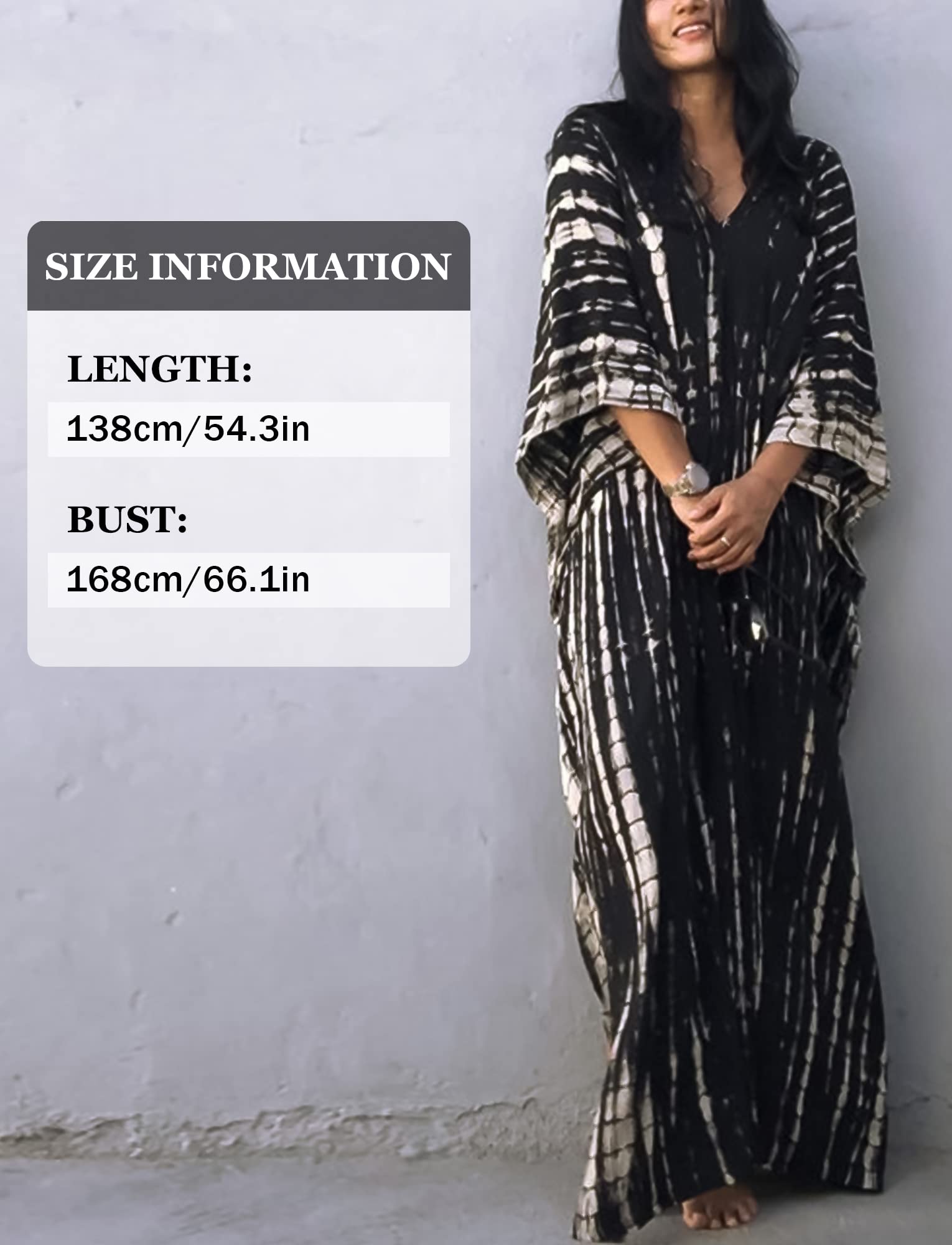 FEOYA Women's Bohemian Swim Cover Up - Printed V-Neck Kaftan Dress with Side Slit | Beachwear for Pool, Vacation & Summer Outfits