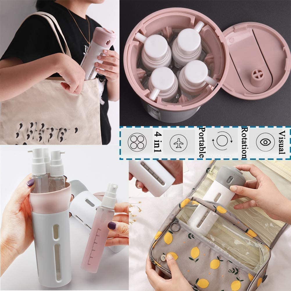 FAYBY 4-in-1 Travel Bottle Set - Leakproof Shampoo, Lotion, Gel & Cream Containers | BPA-Free Plastic Toiletries Kit for Shower, Gym & Vacation (Multicolor) - Perfect for Camping, Air Travel & Hotel Stays