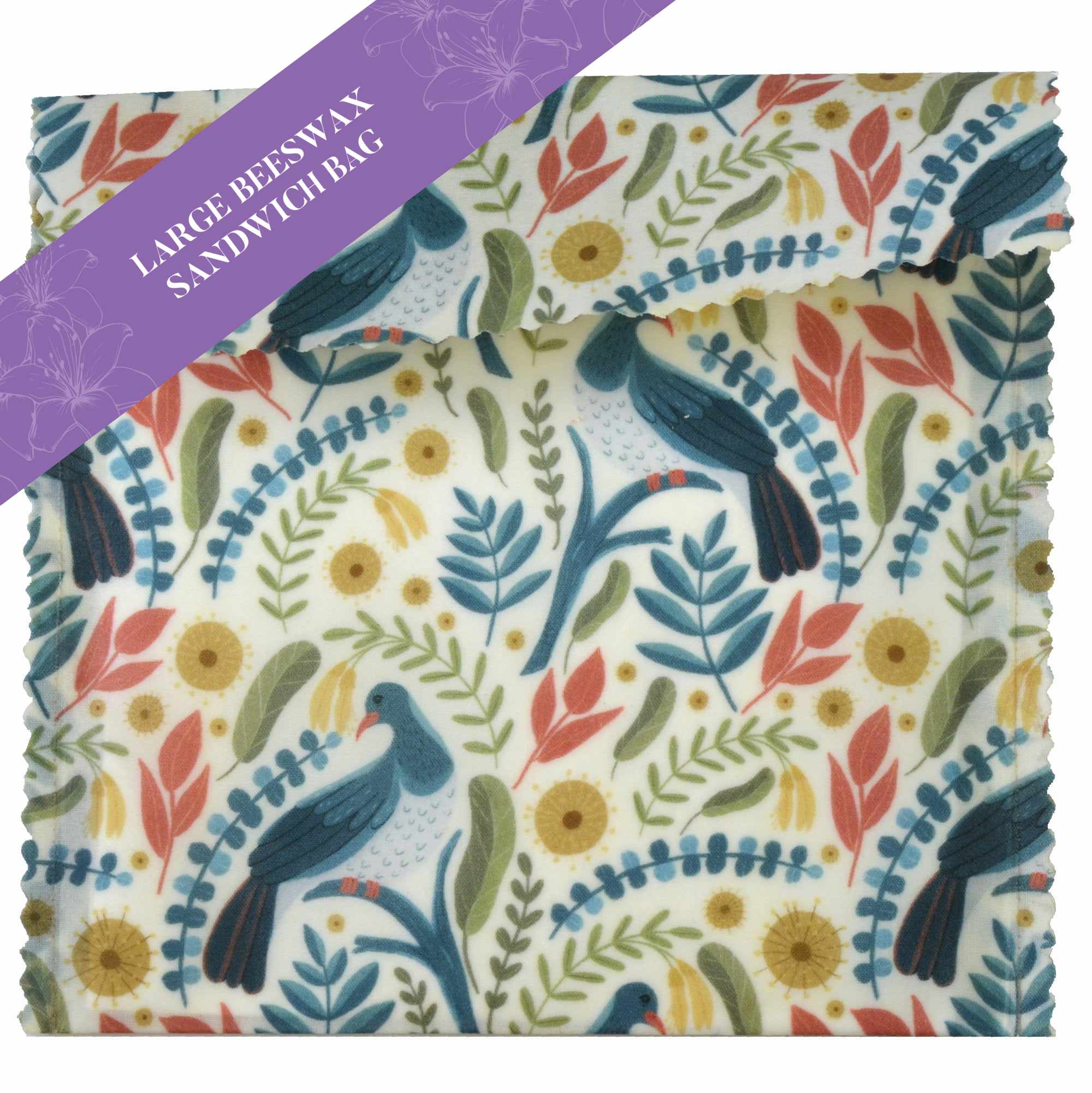 Kereru Large Sandwich Bags - Reusable & Durable Food Storage Bags for School Lunches, Picnics, and Meal Prep