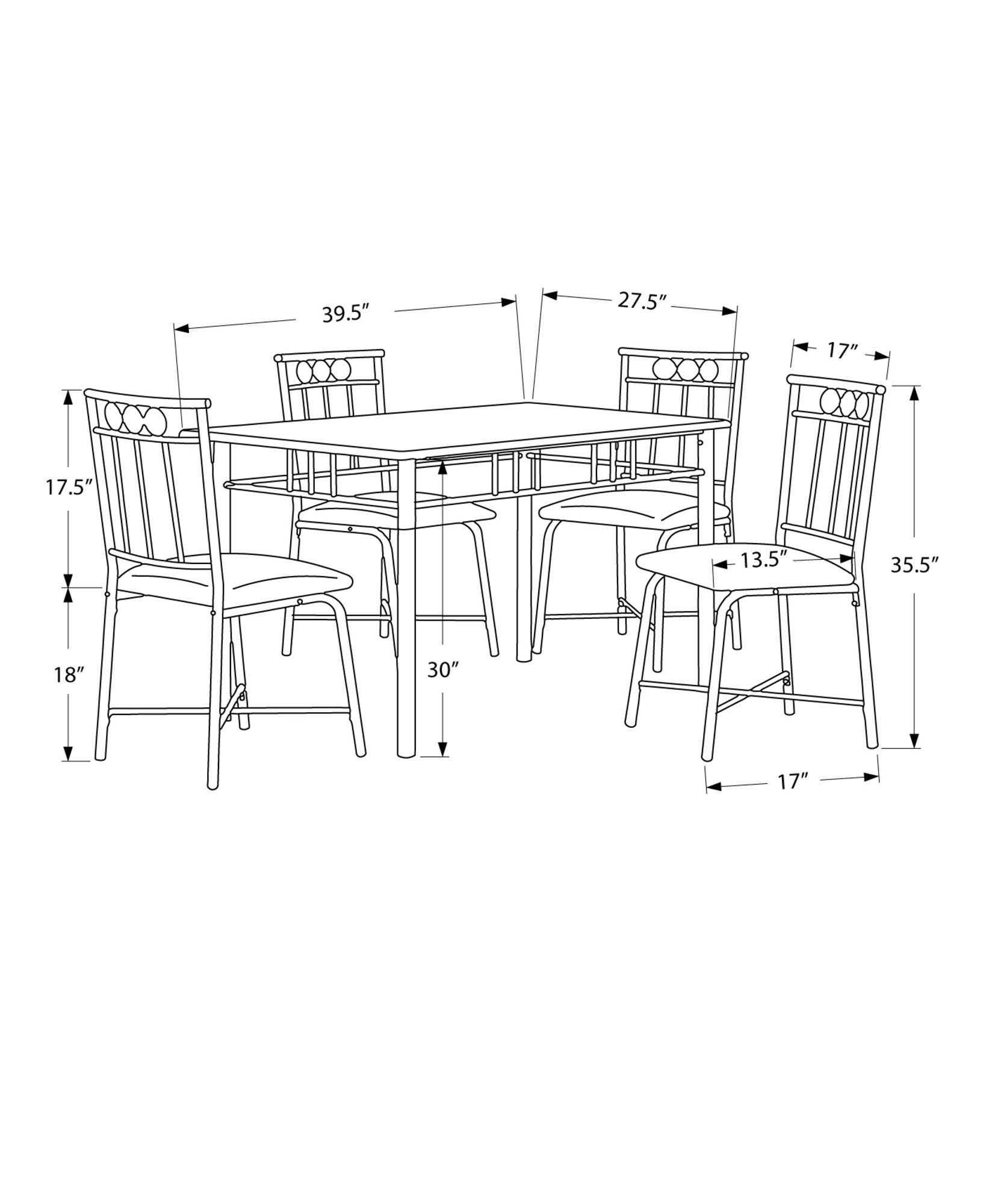 5-Piece Black Metal Dining Set with Tempered Glass Top - Perfect for Kitchen, Dining Room, and Outdoor Patio Use