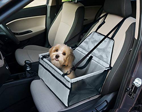 VViViD Nylon Grey Portable Small Dog Car Booster Seat - Safe & Comfortable Pet Travel Solution for Cars, SUVs, and Road Trips