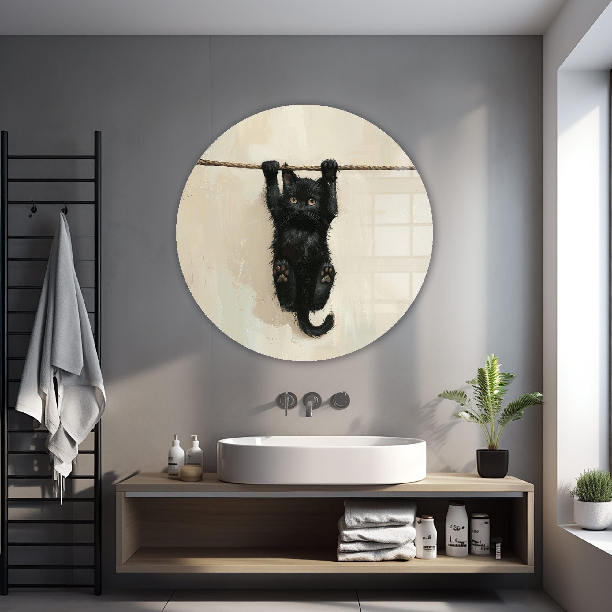 Pawsome Grip Rounded Glass Wall Art - Elegant Home Decor for Living Room, Bedroom & Office - Shatter-Resistant Glass with Non-Slip Base for Pet Safety