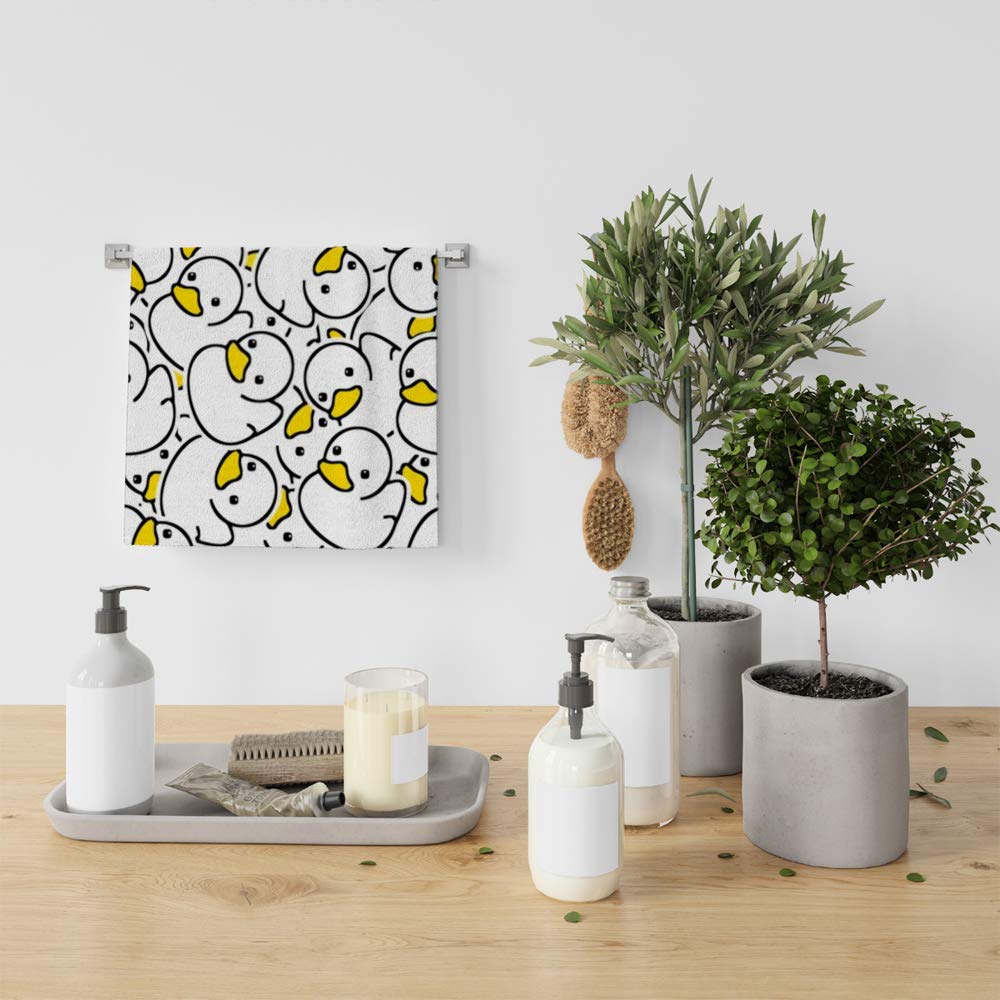 **Premium Absorbent Microfiber Hand Towel - 15x30 Inch Soft Kitchen & Bath Towel with Cute Cartoon Ducks Pattern - Ideal for Bathroom, Gym, Yoga, Spa & Beach Use**