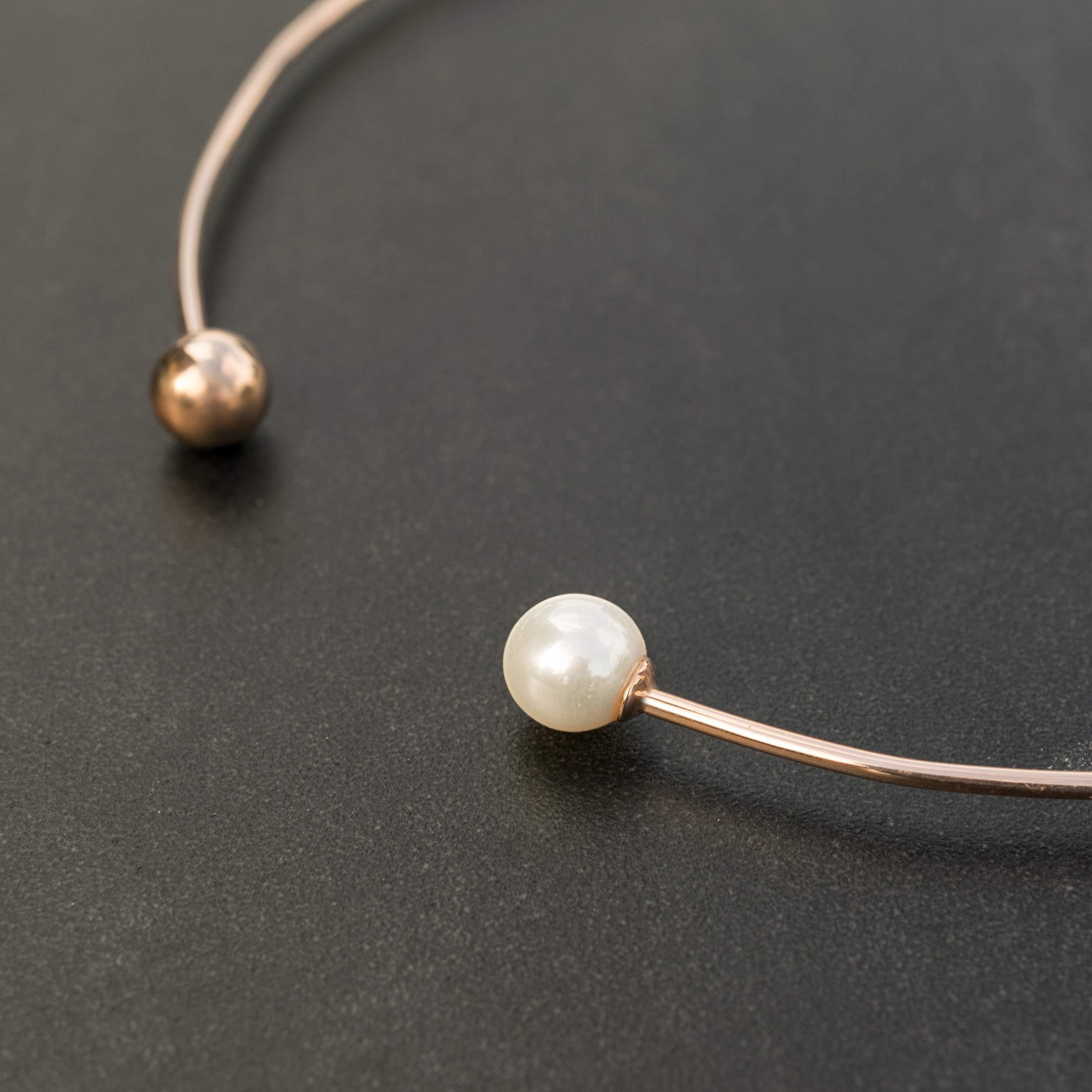 Elegant Rose Gold Pearl Choker Necklace - Minimalist Wedding & Bridal Jewelry, Mothers Day Gift for Women - Perfect for Weddings, Parties & Special Occasions