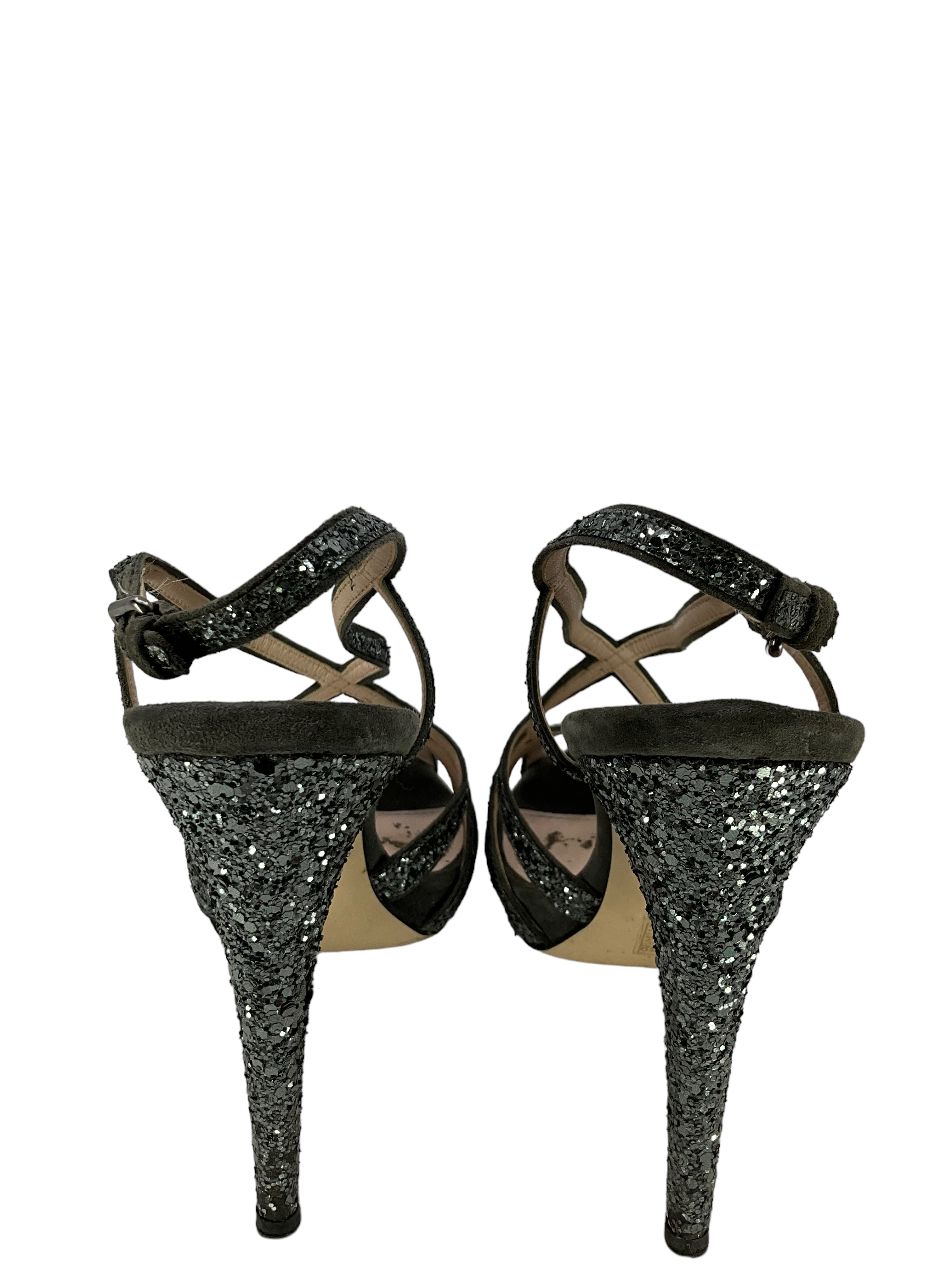 Miu Miu Women's Size 10 Embellished Leather Sandals - Elegant Summer Shoes for Weddings, Parties & Beach Vacations