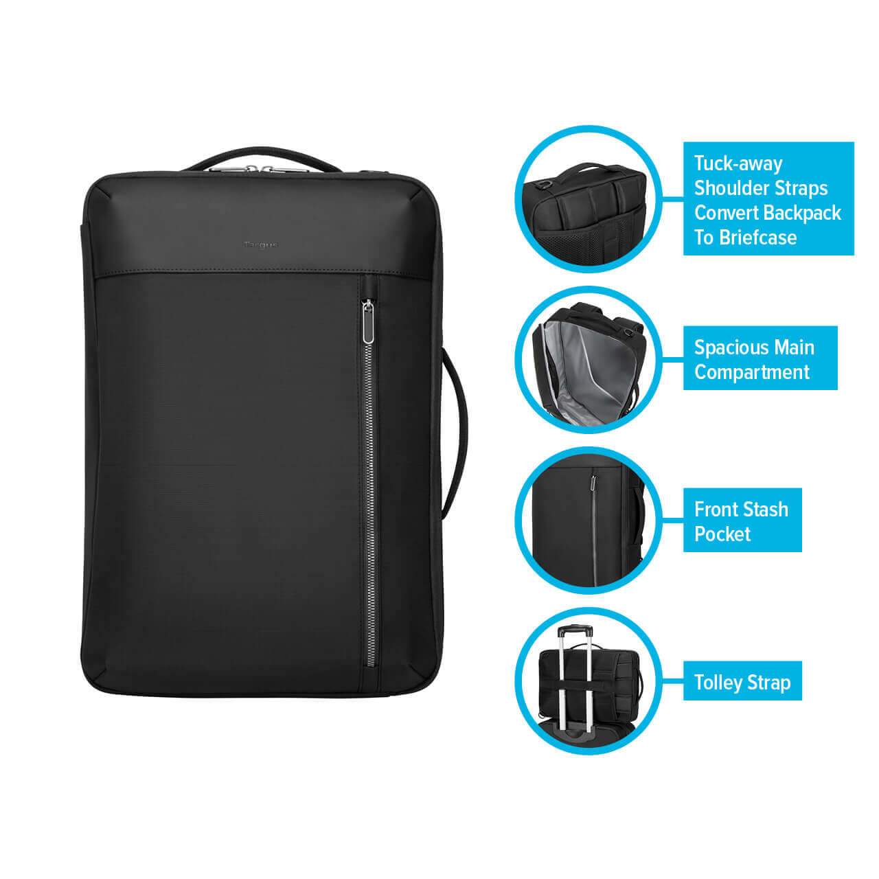 15.6 Inch Urban Convertible Backpack - Stylish & Durable Laptop Backpack for Work & Travel (Black) - Perfect for Commuting, College & Business Trips