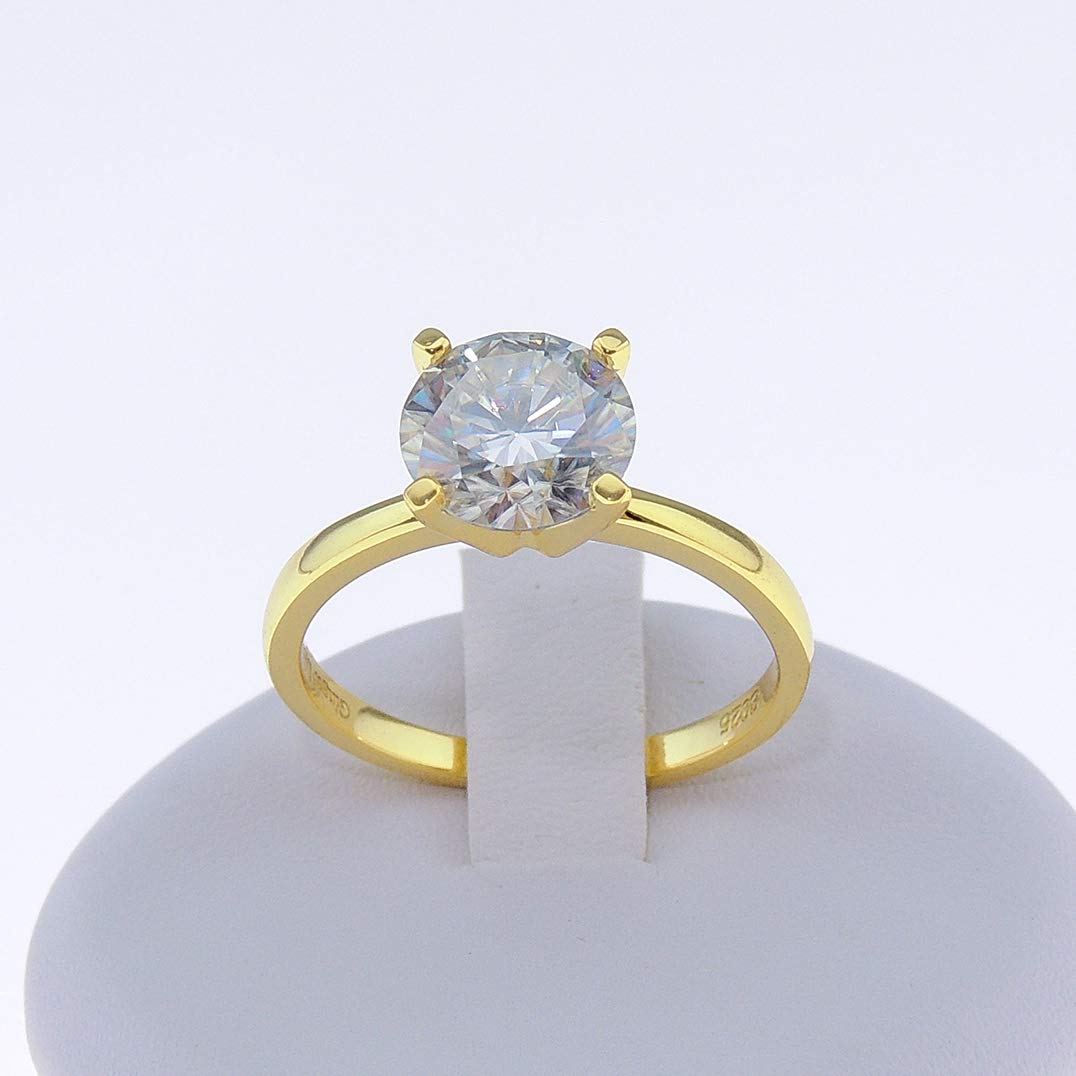 Ginger Lyne 3 Carat Moissanite Solitaire Engagement Ring for Women - White Gold over Sterling Silver, Diamond Alternative Wedding Band - Perfect for Proposals, Bridal Gifts & Anniversary Celebrations