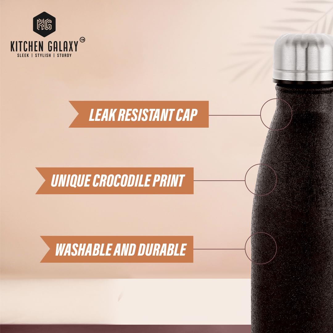 **Stainless Steel Water Bottle 500ml - Leakproof, Rust-Free, Insulated for School, Office, Gym & Travel - BPA-Free, Durable & Eco-Friendly (Black) - Perfect for Hydration On-The-Go**