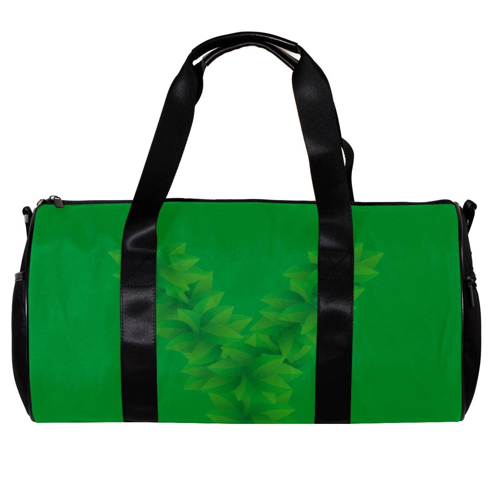 Premium Gym Duffle Bag for Men & Women - Waterproof Overnight Weekender Travel Bag with Leaf Pattern & Letter Y Design in Green - Perfect for Workouts, Travel, and Weekend Getaways