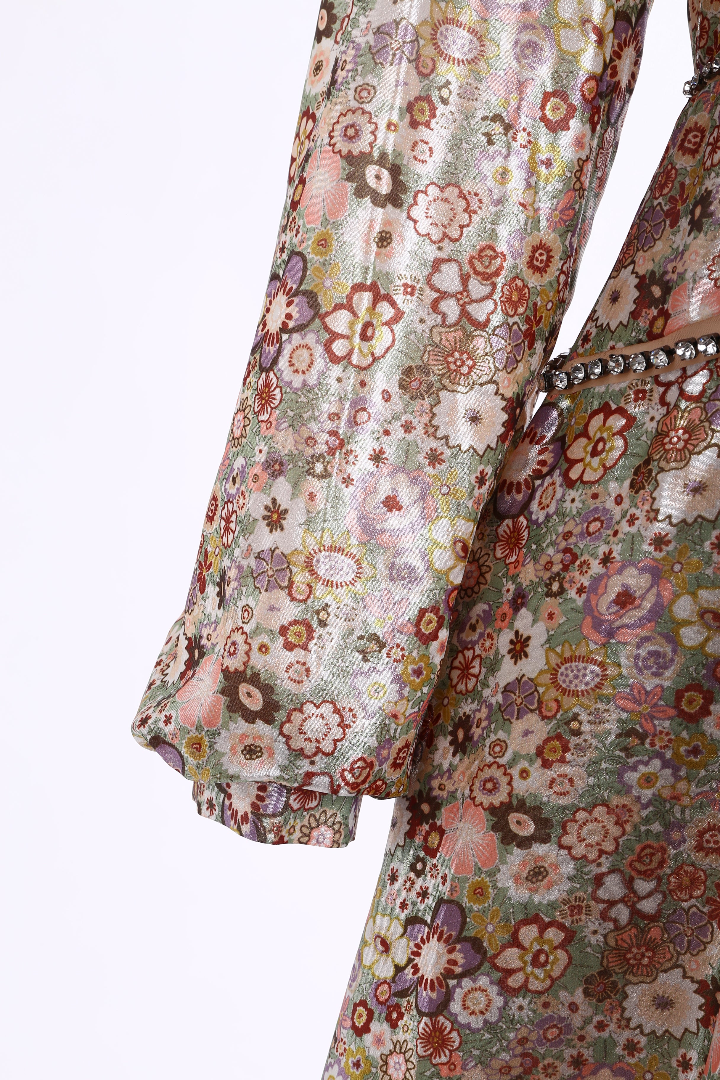 Elegant Printed Diamond V-Neck Long Sleeve Dress for Women - Perfect for Office, Party & Special Occasions