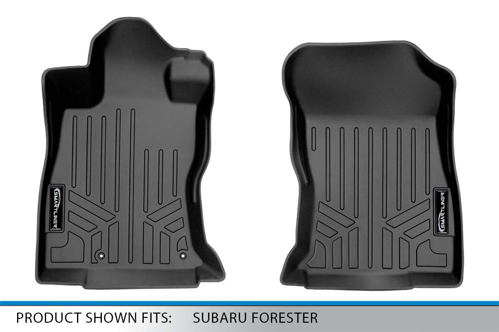 SMARTLINER Custom Fit All Weather Floor Mats for 2019-2021 Subaru Forester (Front Row Only) - Heavy Duty Black Car Floor Liners - Perfect for Winter, Rain, Mud & Snow Protection