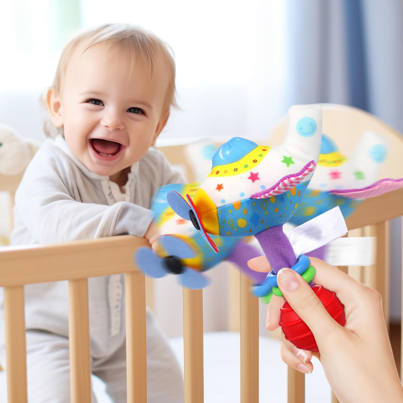 TOYANDONA Educational Baby Rattle Toy - Soft Cloth Airplane Puzzle with Bell Sound, Safe Stuffed Developmental Toy for Infants & Toddlers | Perfect for Sensory Play, Early Learning & Fun Gift for Kids