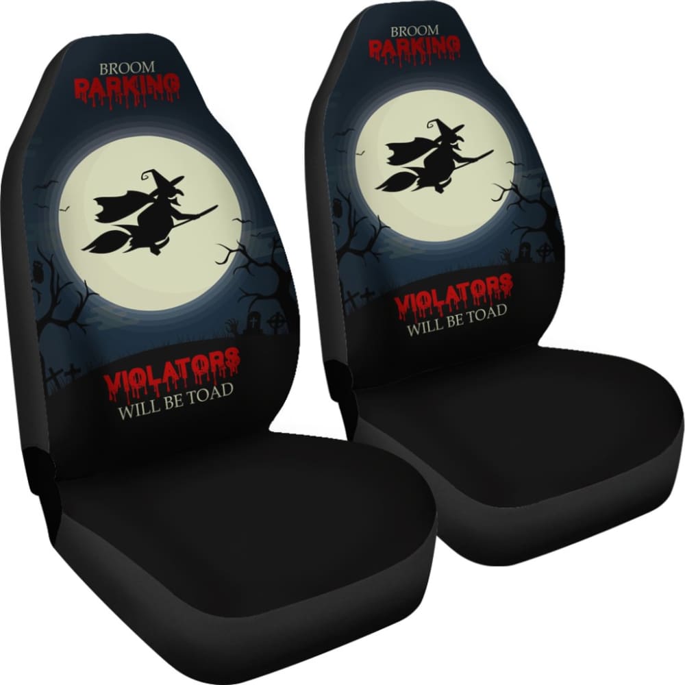 Funny Toad Car Seat Covers - Broom Parking Violators Will Be Toad - Universal Fit for Cars, SUVs & Trucks - Perfect for Gag Gifts & Prank Lovers